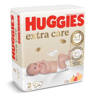 Pañales 3-6 kgs talla 2 Huggies Extra Care bolsa 24 unidades-0 Pañales 3-6 kgs talla 2 Huggies Extra Care bolsa 24 unidades-0