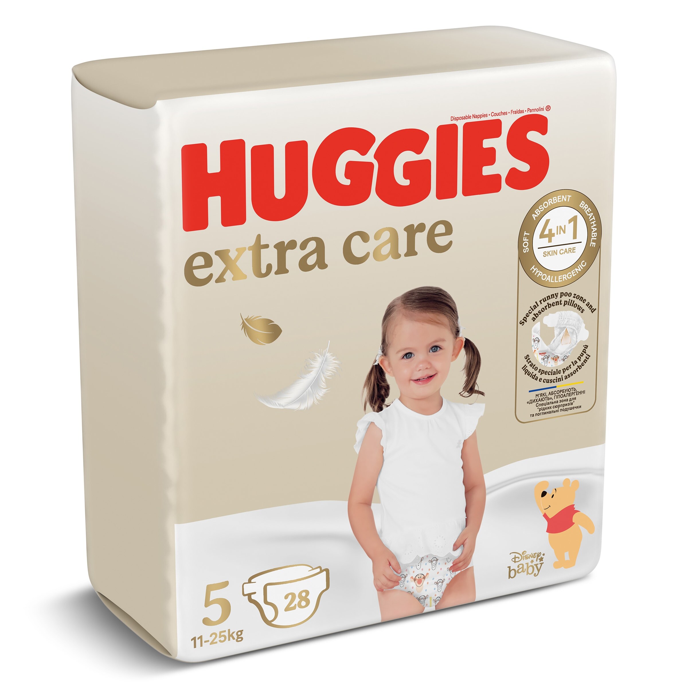 Pañales extra care 11-25 kgs talla 5 Huggies bolsa 28 unidades