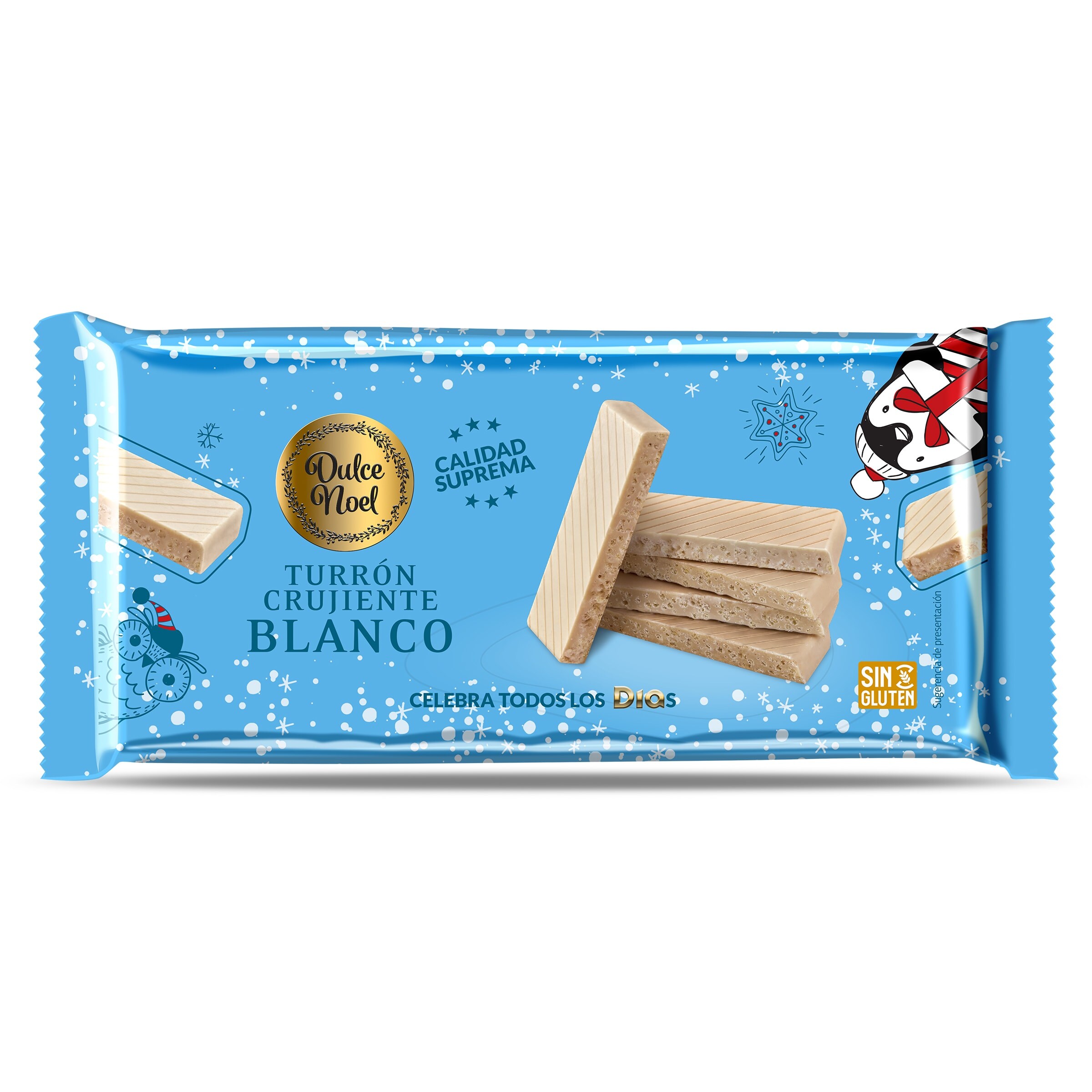Turrón crujiente de chocolate blanco Dulce Noel Dia bolsa 150 g