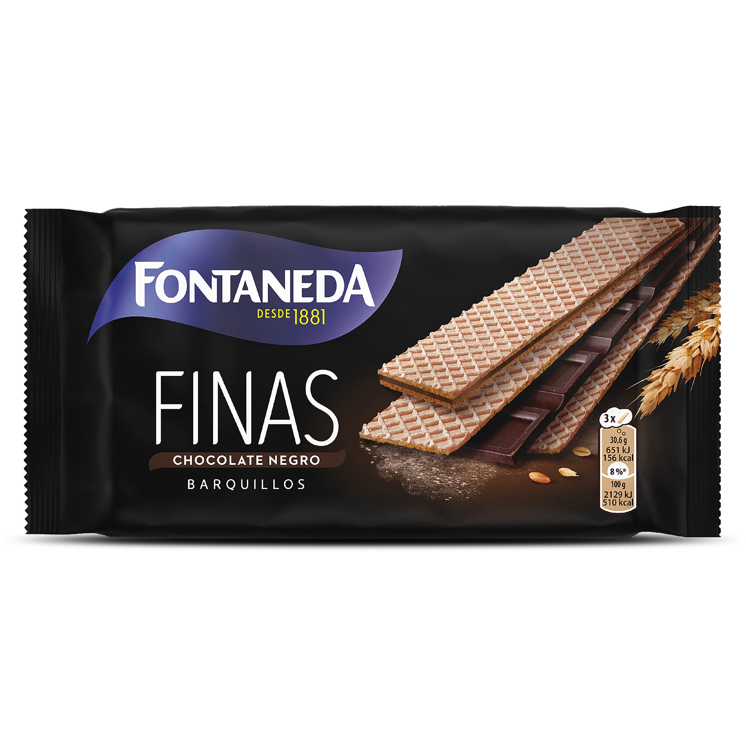 Barquillos finos de chocolate negro Fontaneda bolsa 92 g