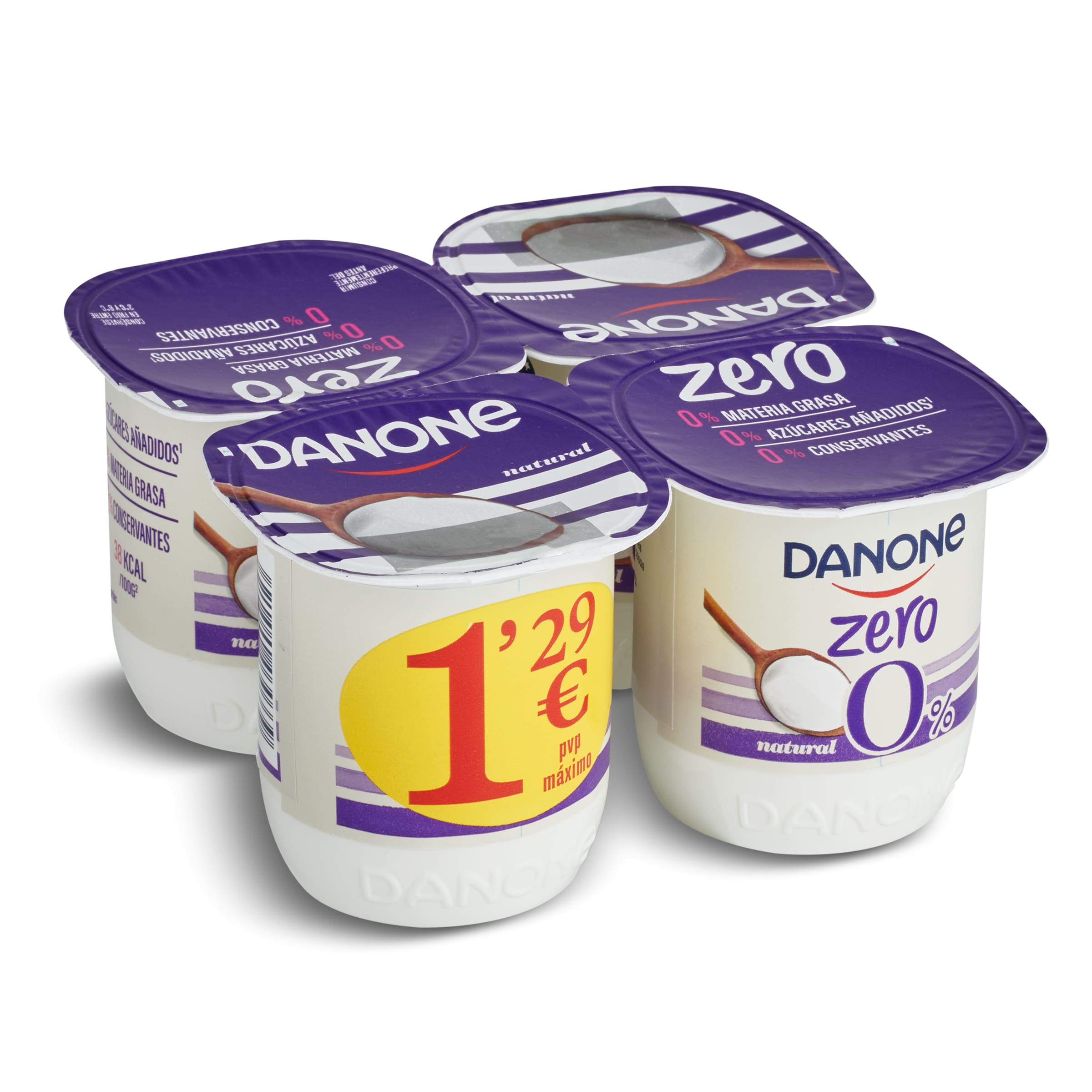 Yogur natural desnatado zero Danone pack 4 x 120 g