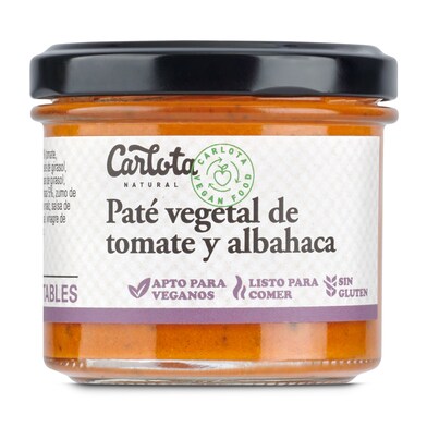 Paté de tomate y albahaca Carlota Organic frasco 110 g-0