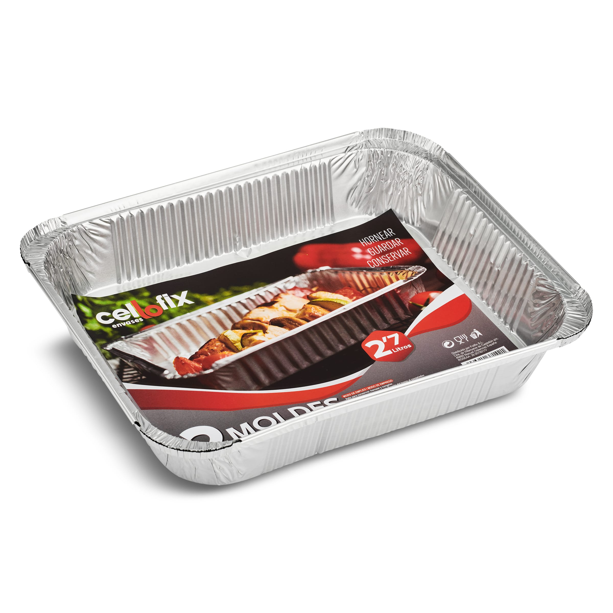 Molde de aluminio rectangular 2,7 l Cellofix bolsa 2 unidades