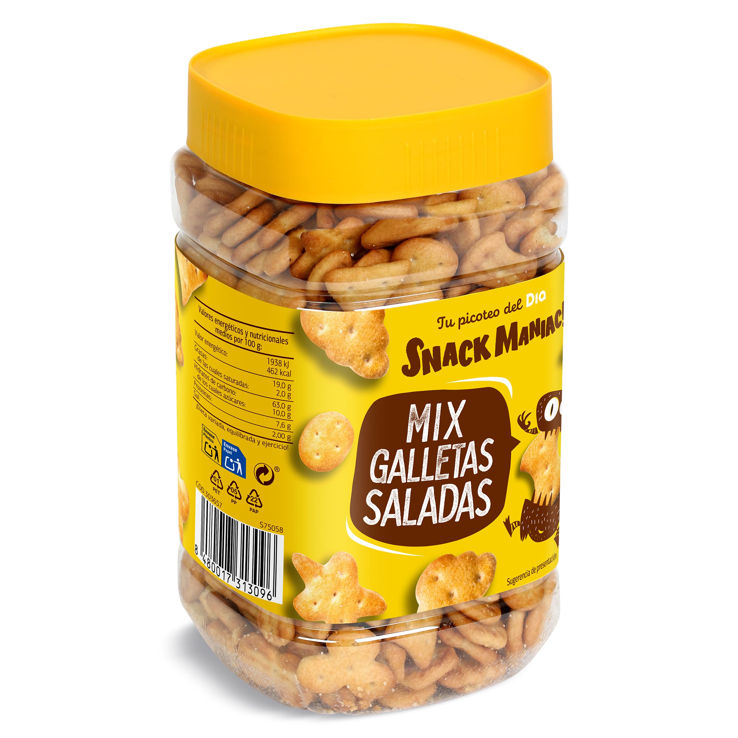 Mix de galletas saladas Snack Maniac de Dia bote 350 g