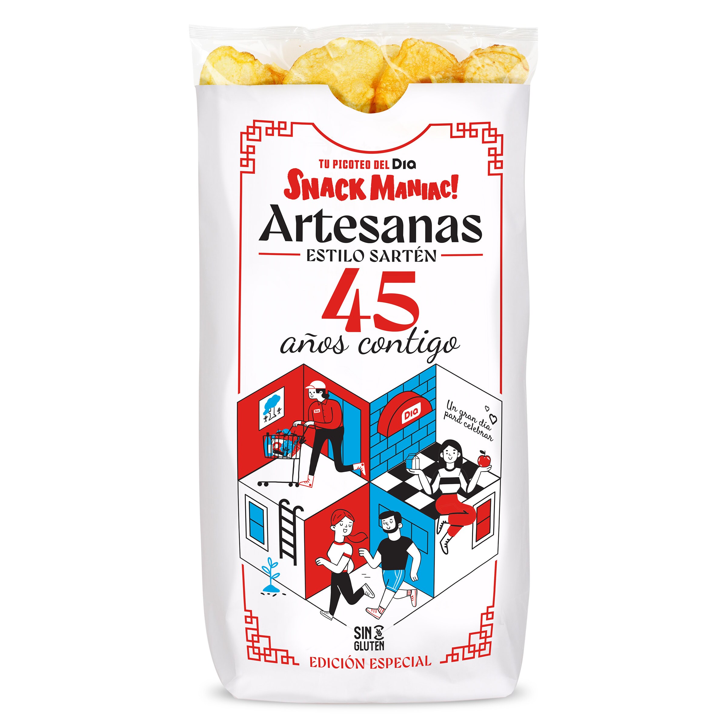 Patatas fritas artesanas edición 45 años Snack Maniac de Dia bolsa 2 x 150 g