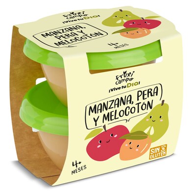 Puré de manzana, pera y melocotón Fruticampo de Dia pack 2 x 130 g-0 Puré de manzana, pera y melocotón Fruticampo de Dia pack 2 x 130 g-0