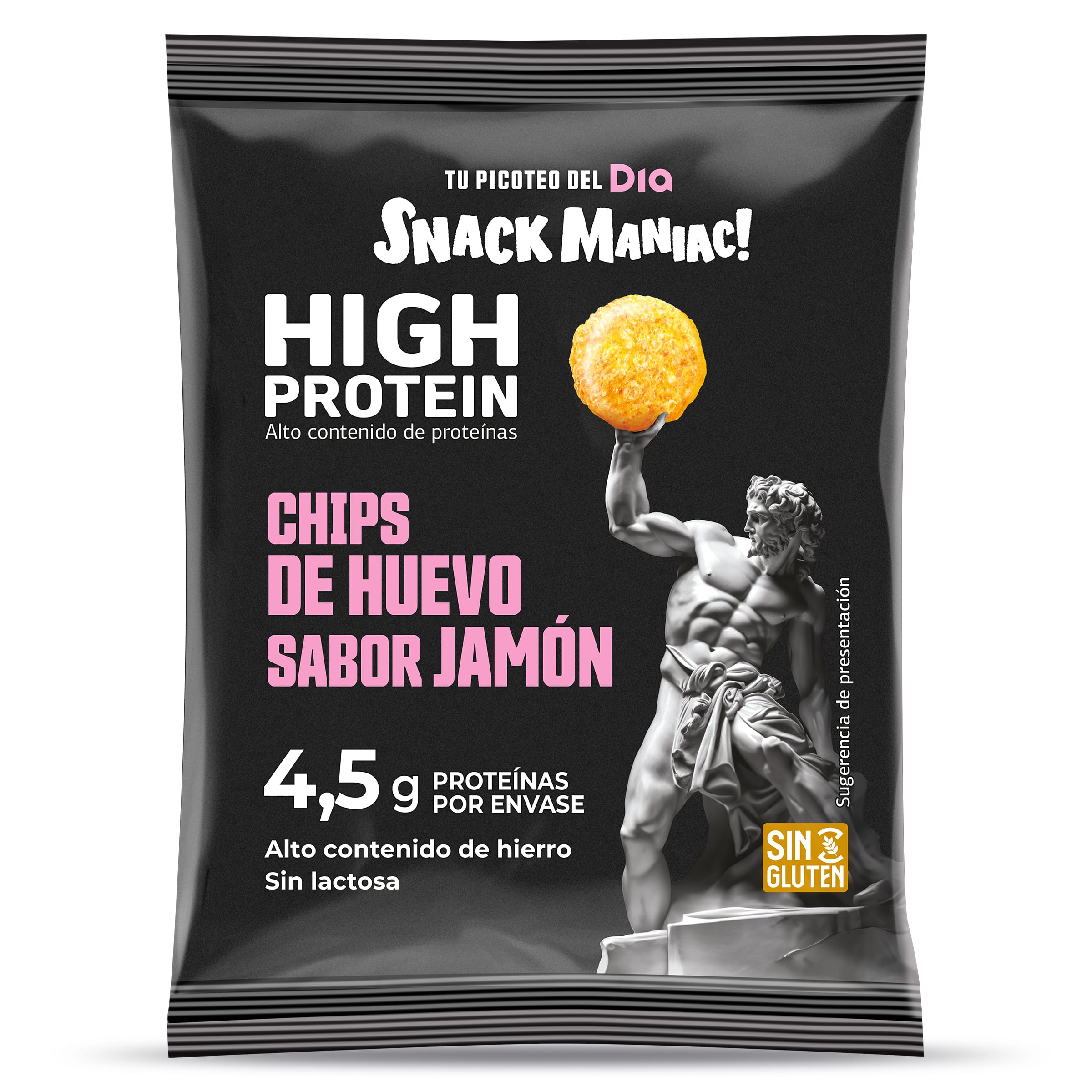 Chips de huevo sabor jamón alta en proteínas Snack Maniac de Dia bolsa 10 g
