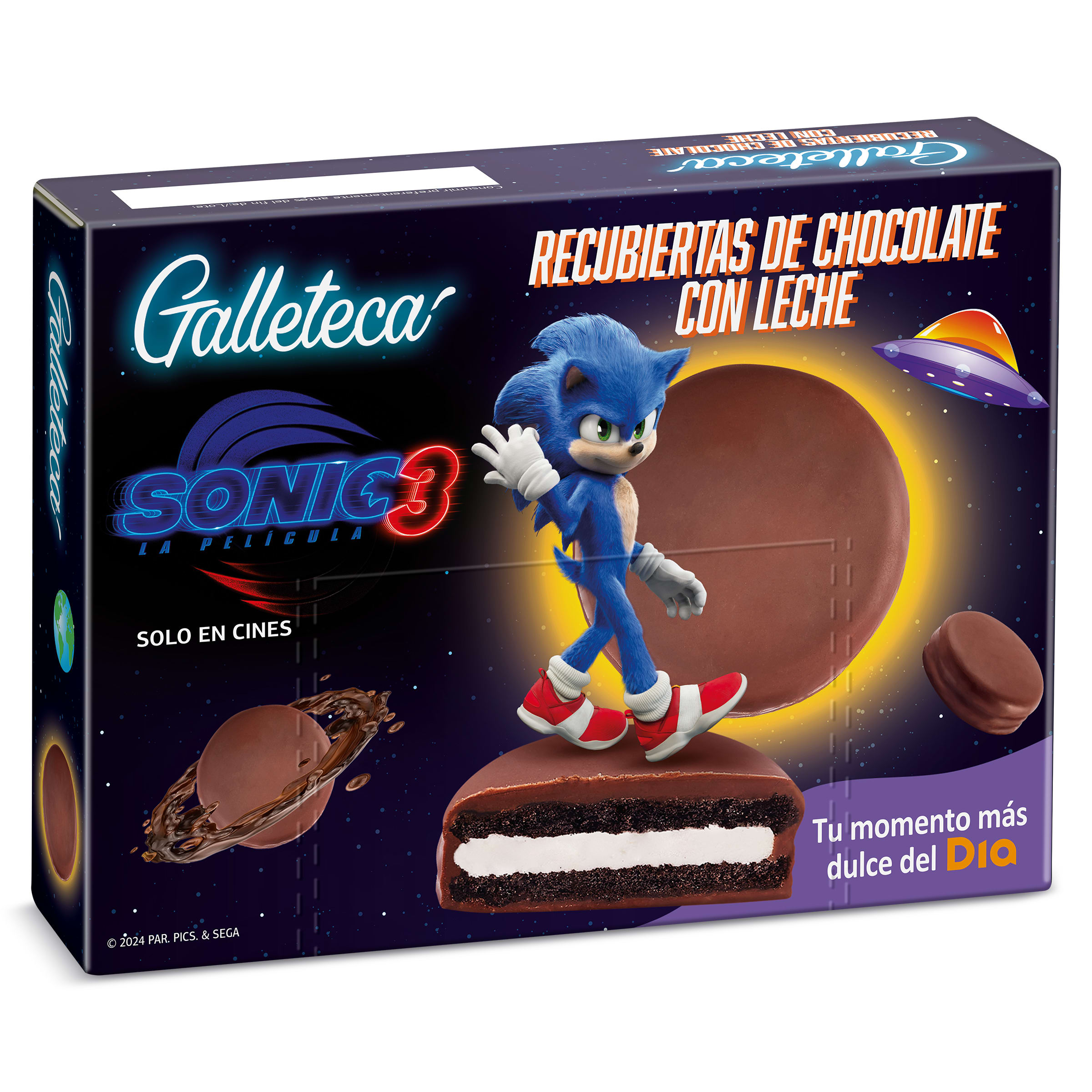 Galletas duo recubiertas de chocolate con leche Sonic Galleteca de Dia caja 252 g
