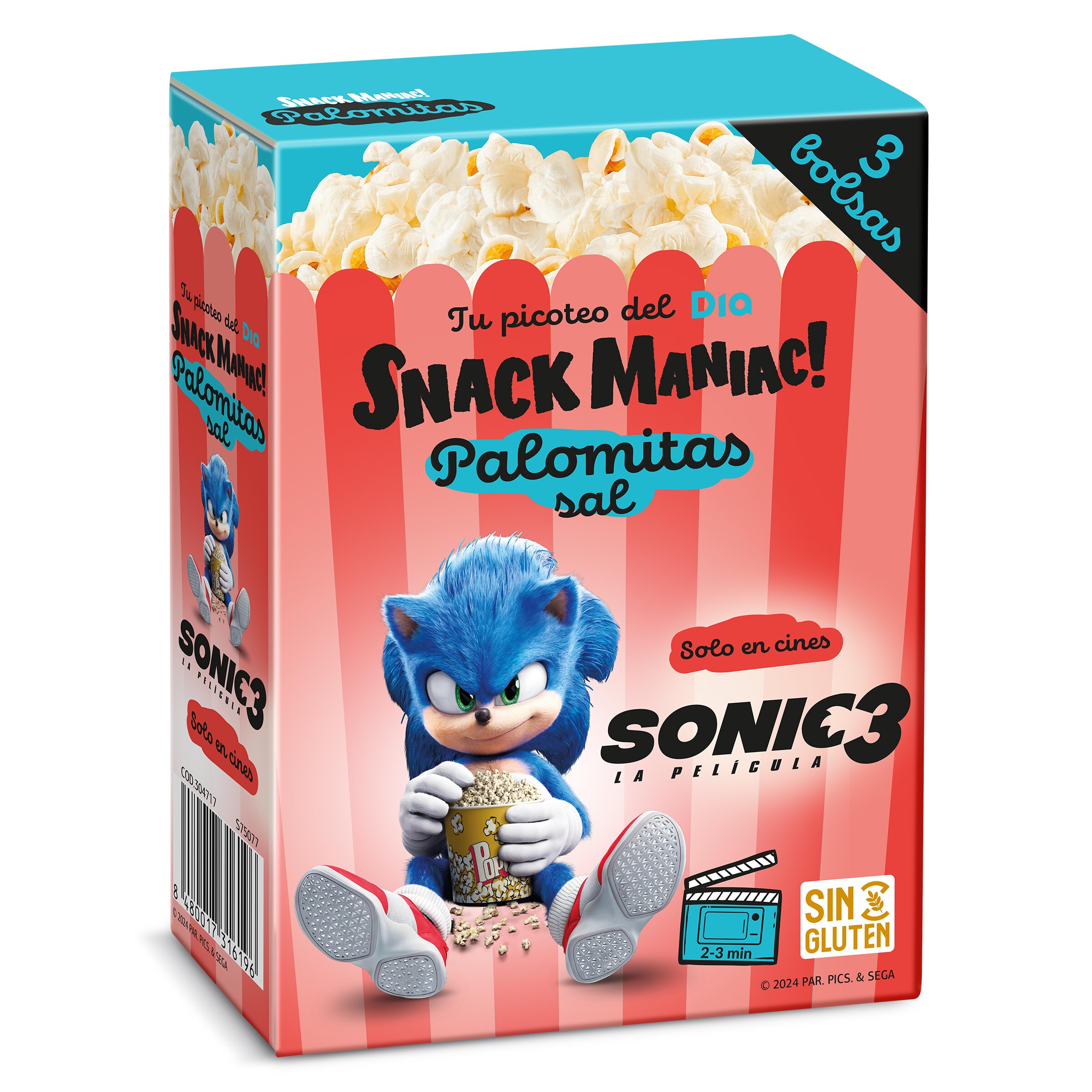 Palomitas con sal Sonic Snack Maniac de Dia caja 270 g