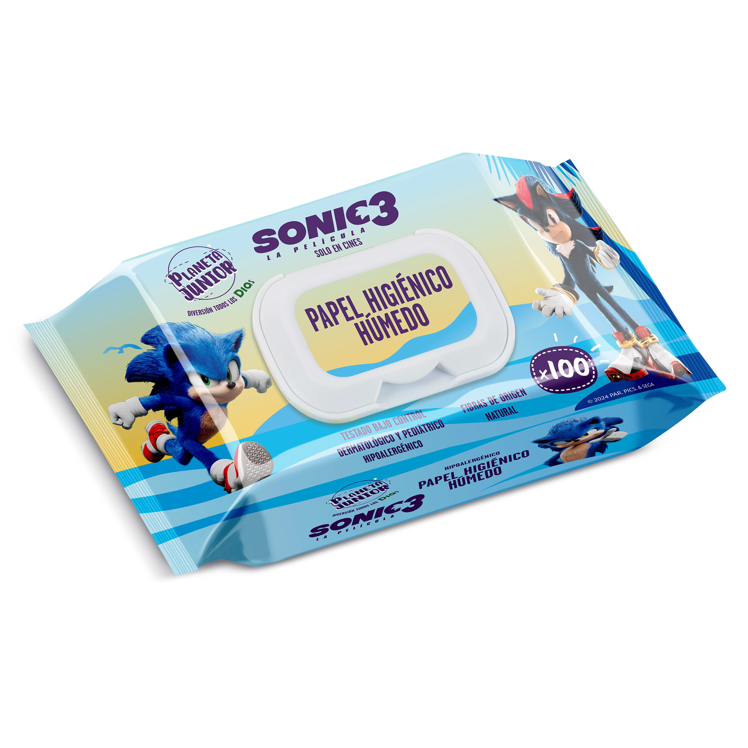 Papel higiénico húmedo Sonic Planeta Junior de Dia bolsa 100 unidades