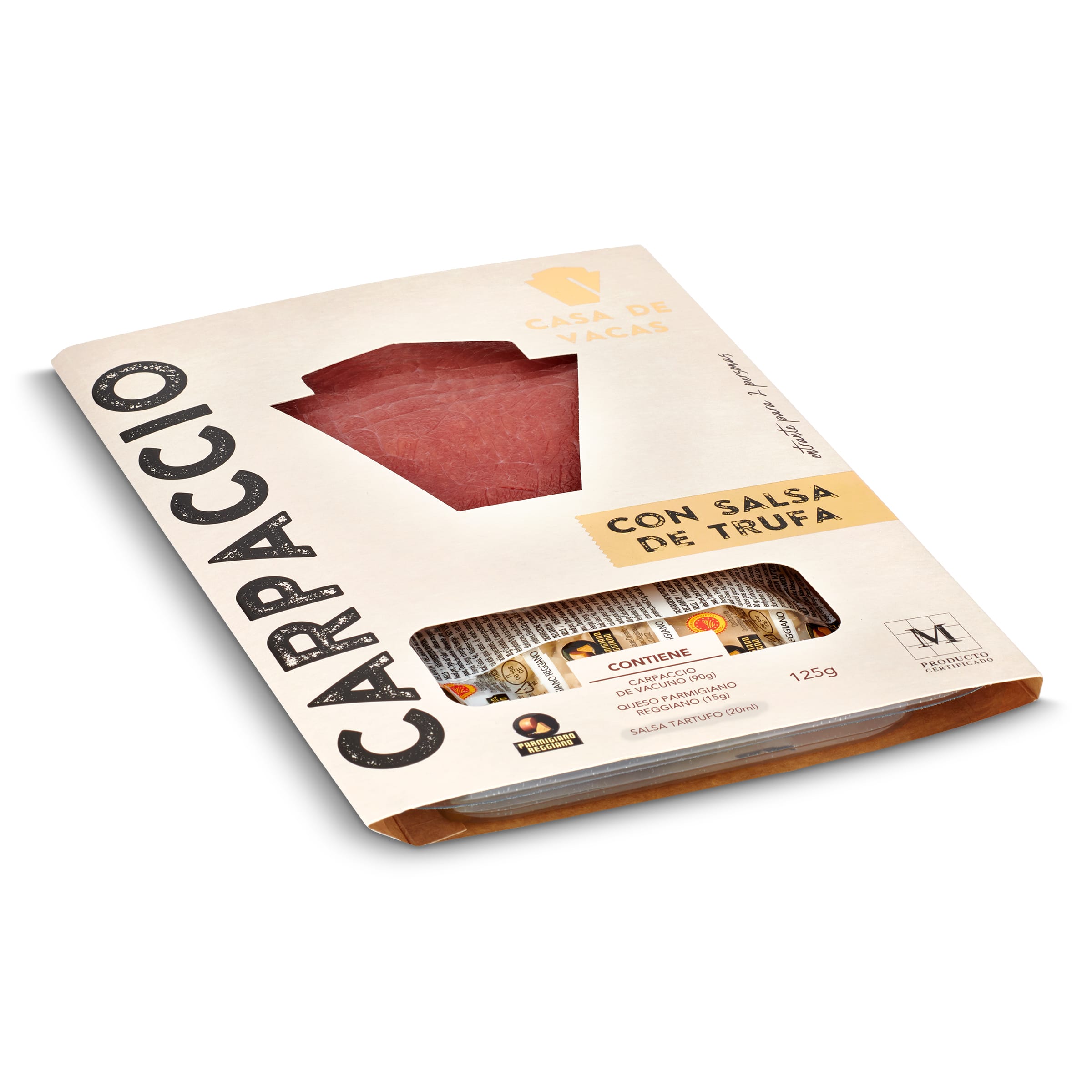 Carpaccio con salsa de trufa Casa de vacas bandeja 125 g