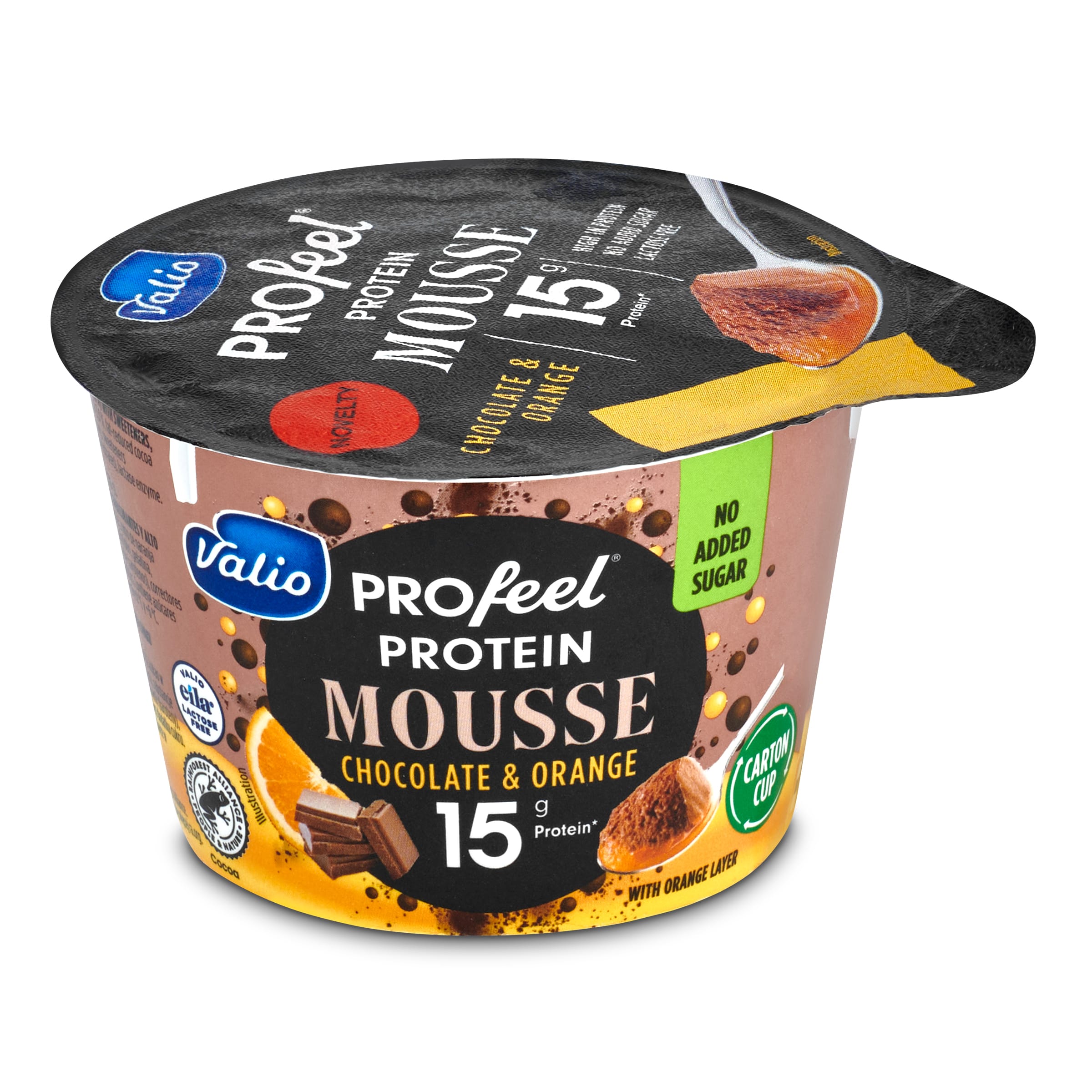 Mousse de chocolate y naranja alta en proteínas Valio vaso 150 g