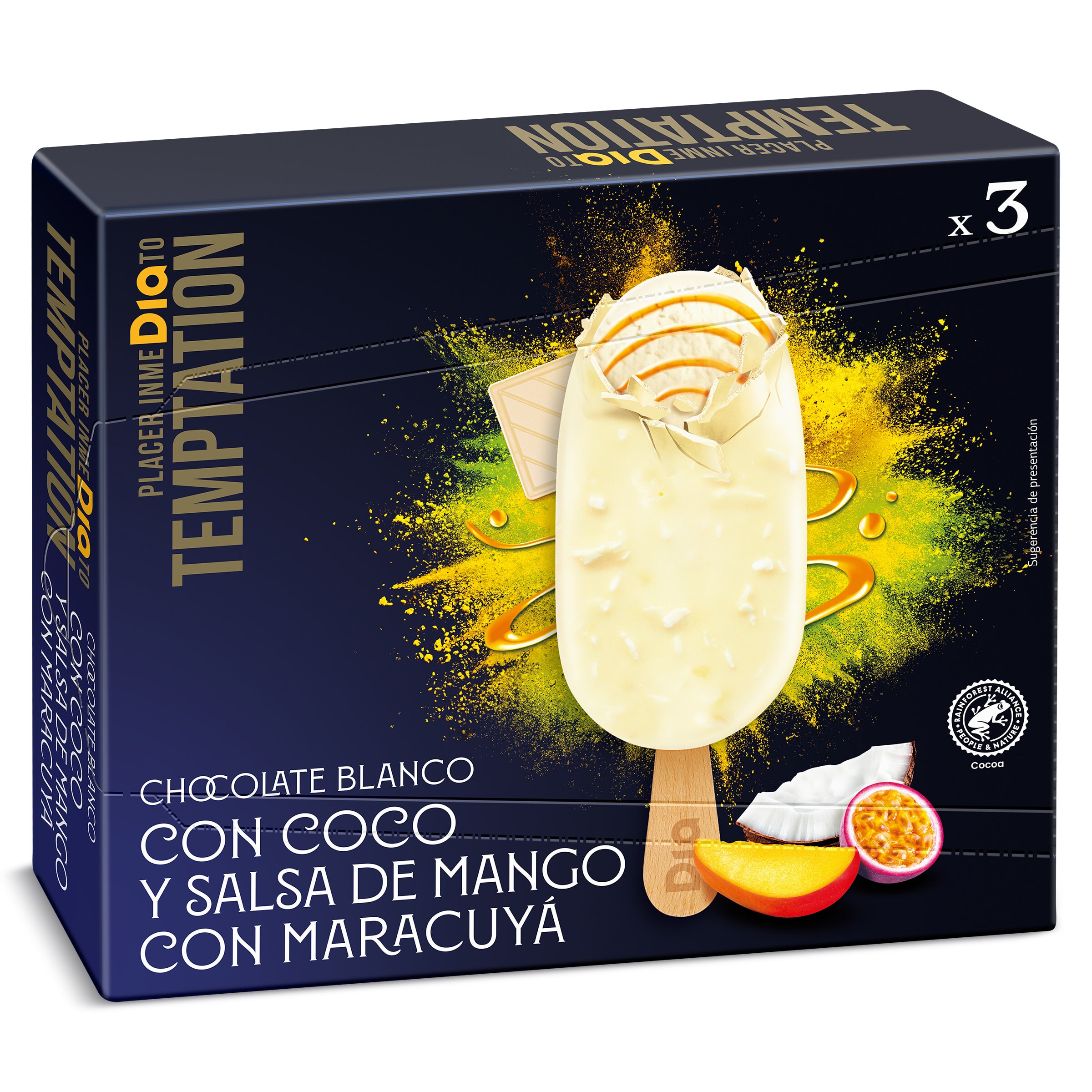 Helado bombón coco y mango Temptation de Dia caja 210 g