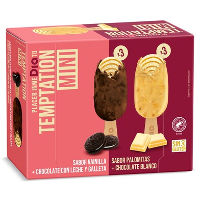 Helado bombón mini popcorn y cookies 6 unidades Dia Temptation 216 g-0 Helado bombón mini popcorn y cookies 6 unidades Dia Temptation 216 g-0