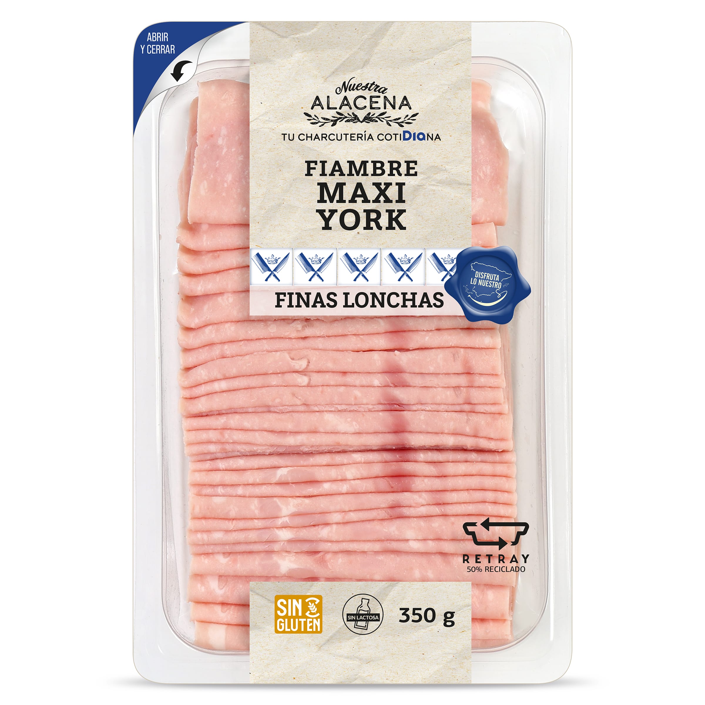 Fiambre maxi york Nuestra Alacena de Dia sobre 350 g