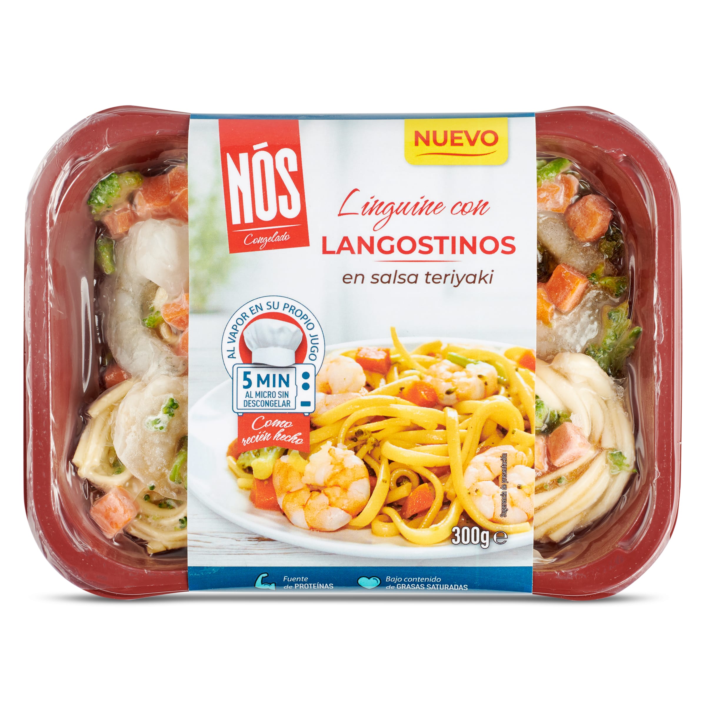 Linguine con langostinos y salsa teriyaki Nos bandeja 300 g
