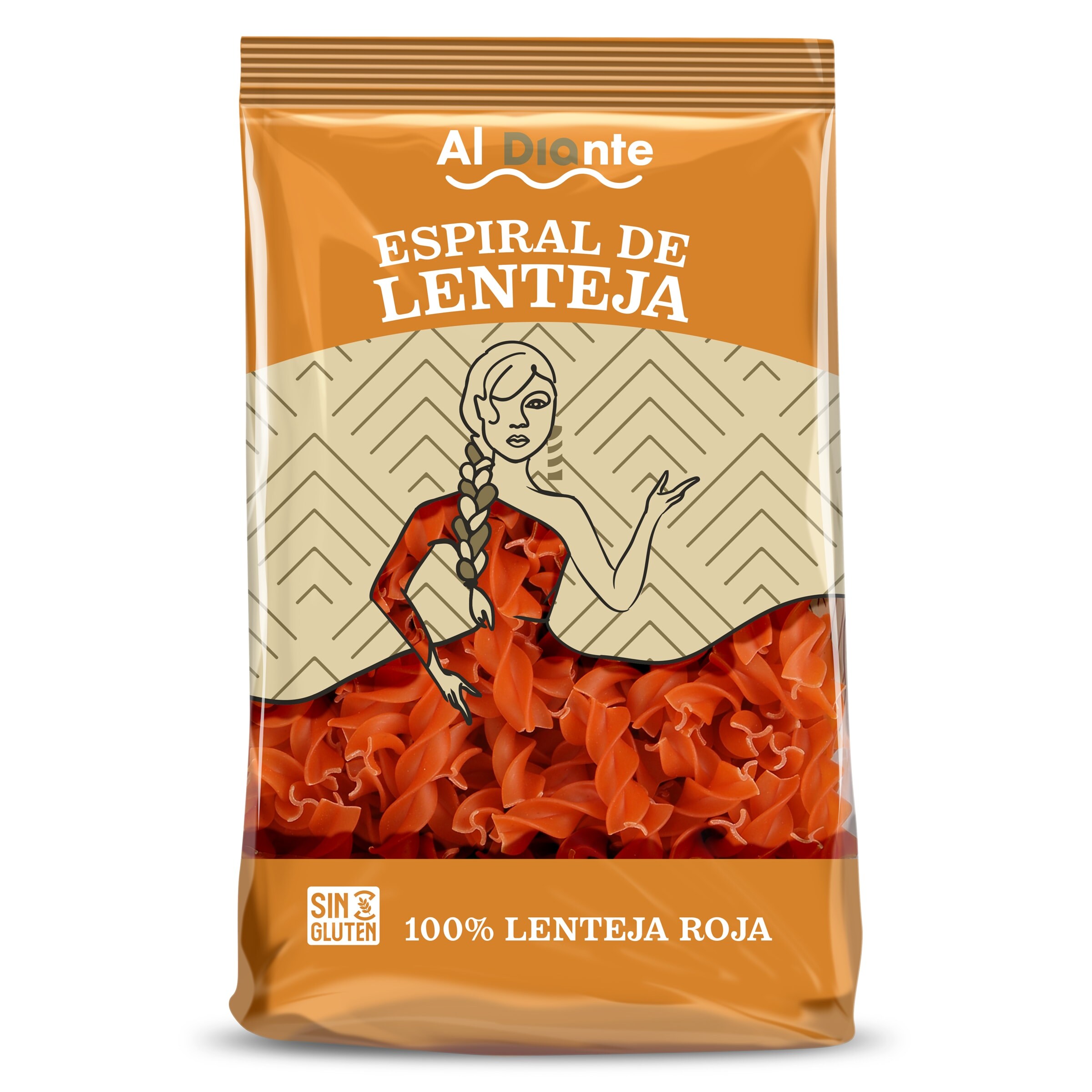 Espirales 100% de lenteja roja Al Diante Dia bolsa 250 g