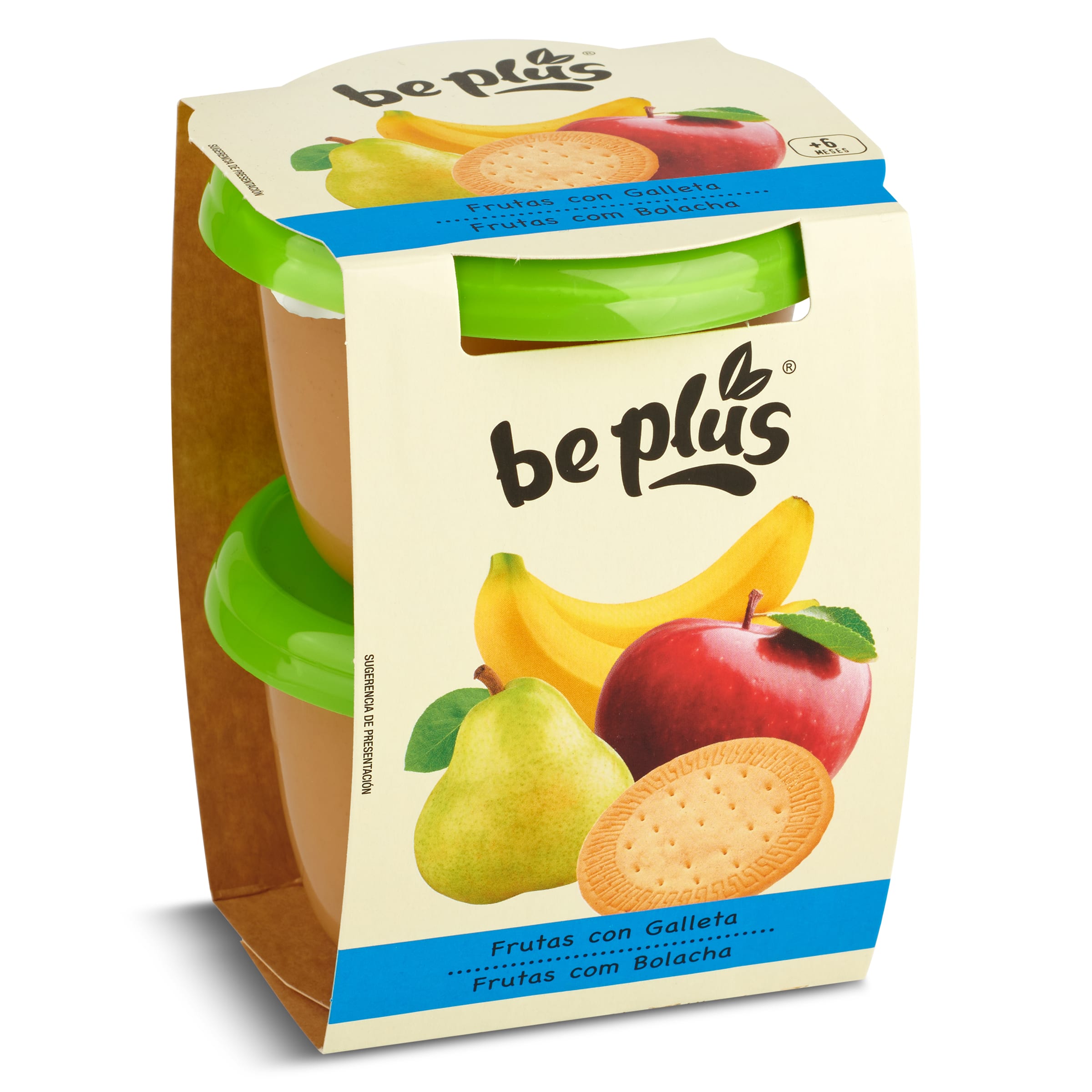 Puré de frutas con galleta Be plus pack 2 x 200 g