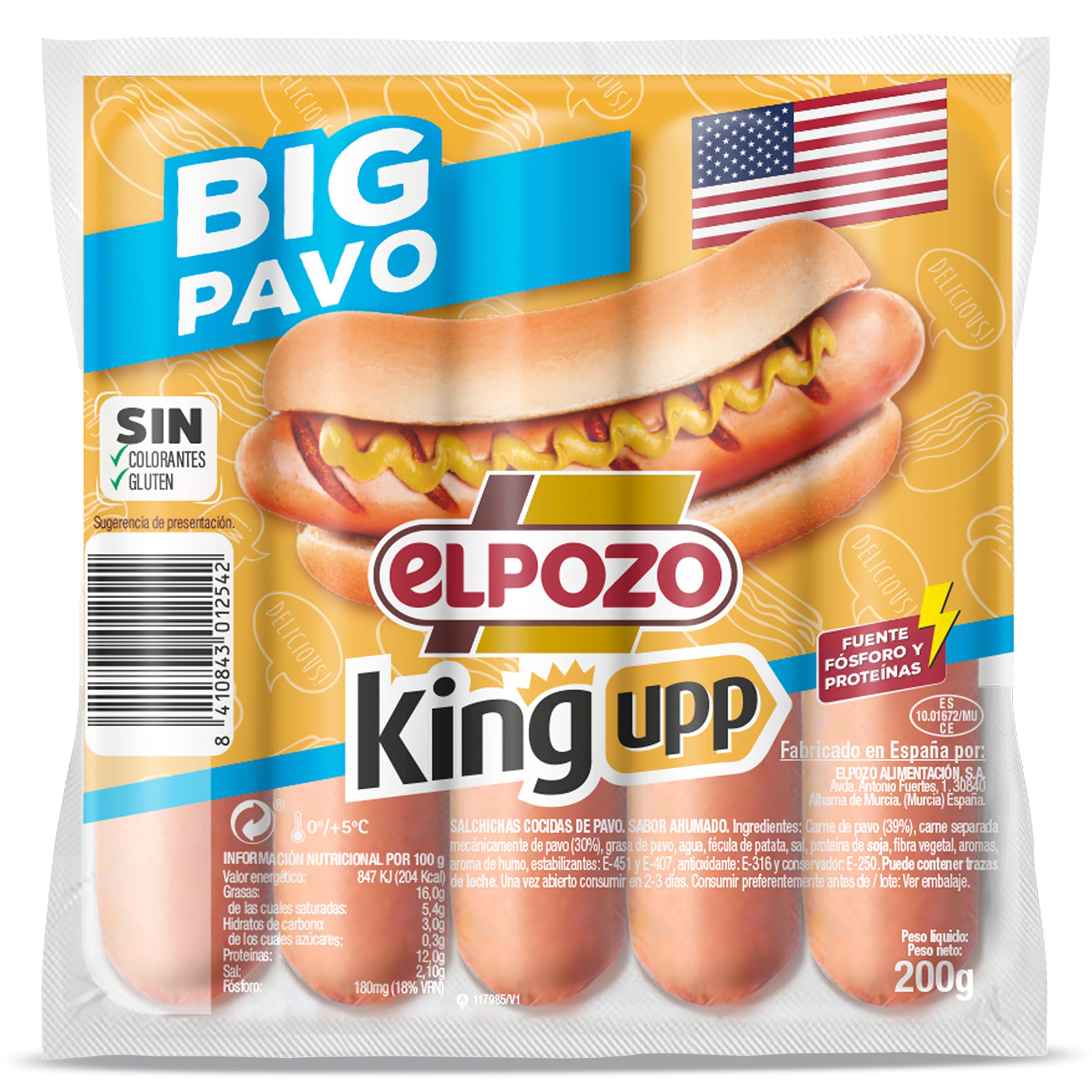 Salchichas big pavo Elpozo bolsa 200 g