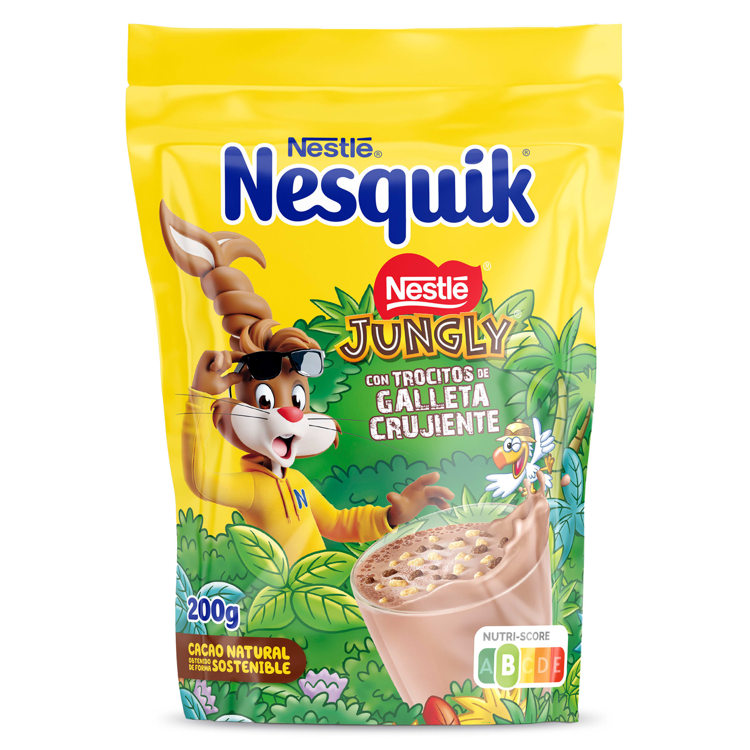 Cacao soluble instantáneo con trozos de galleta Jungly Nesquik bolsa 200 g
