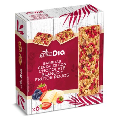 Barritas de cereales con chocolate blanco y frutos rojos Gran Dia caja 138 g-0 Barritas de cereales con chocolate blanco y frutos rojos Gran Dia caja 138 g-0