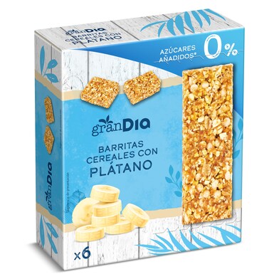 Barritas de cereales con plátano sin azúcares añadidos Gran Dia caja 150 g-0 Barritas de cereales con plátano sin azúcares añadidos Gran Dia caja 150 g-0