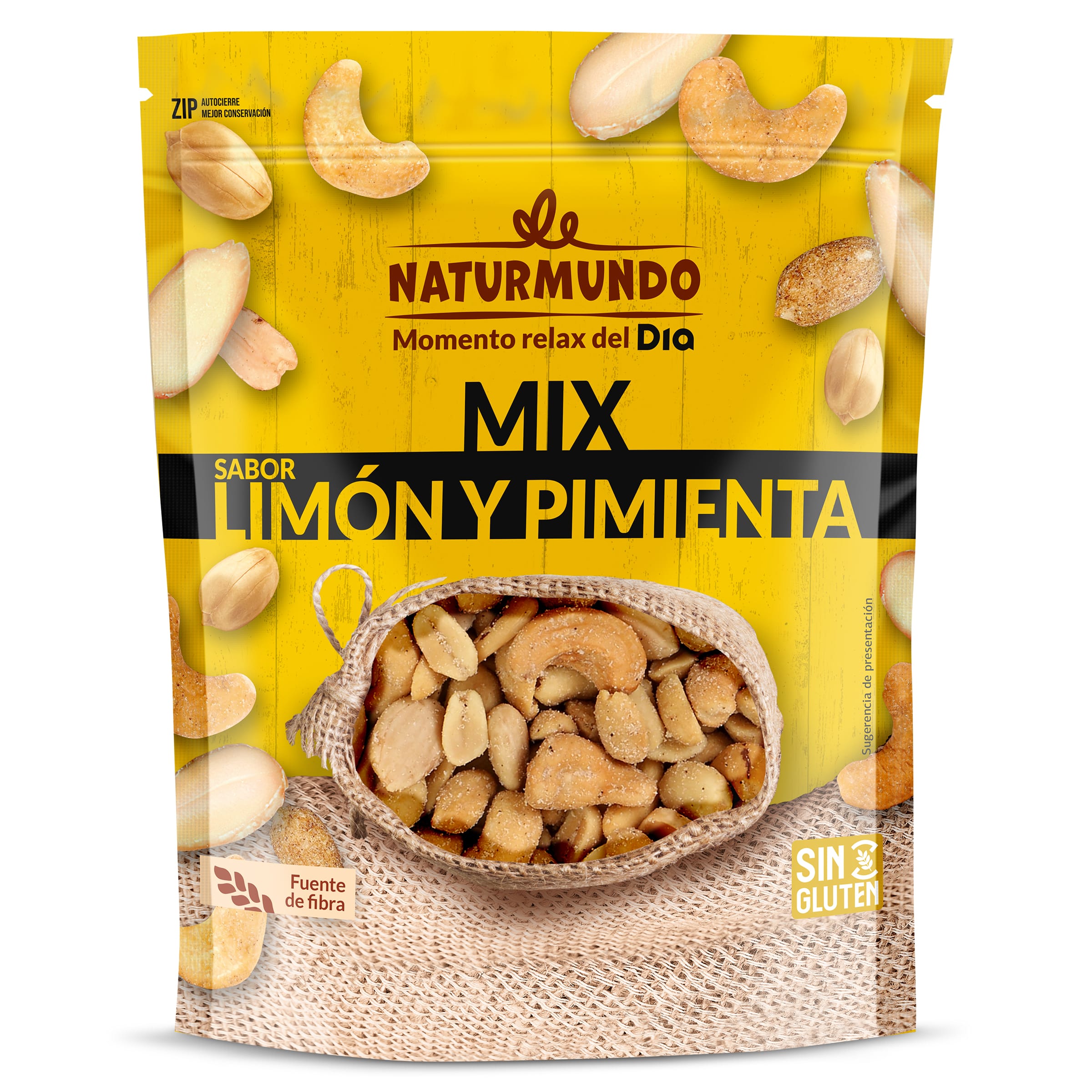 Mix de frutos secos sabor limón y pimienta Naturmundo de Dia bolsa 185 g