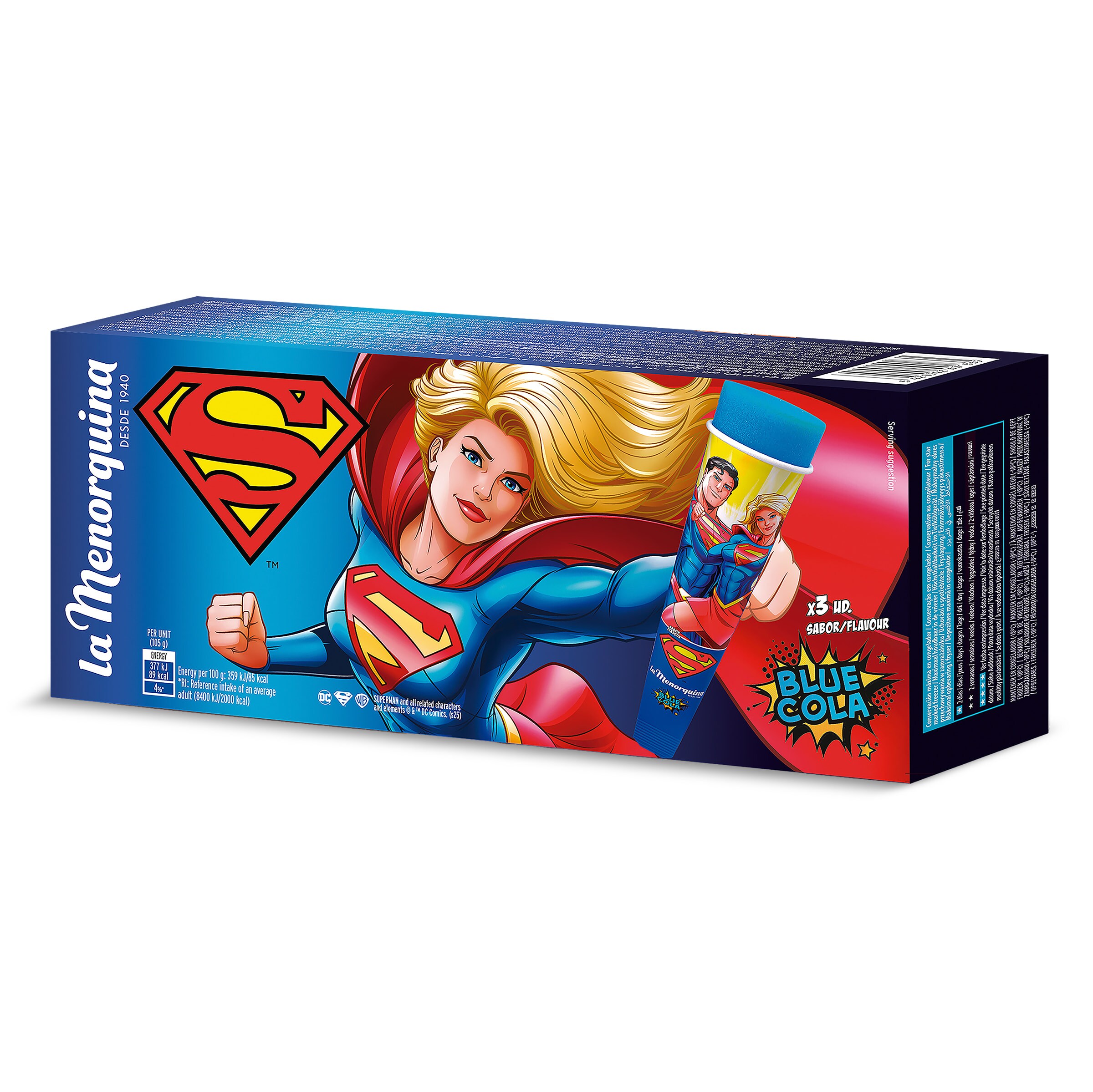 Helado sabor cola 3 unidades caja 315 g