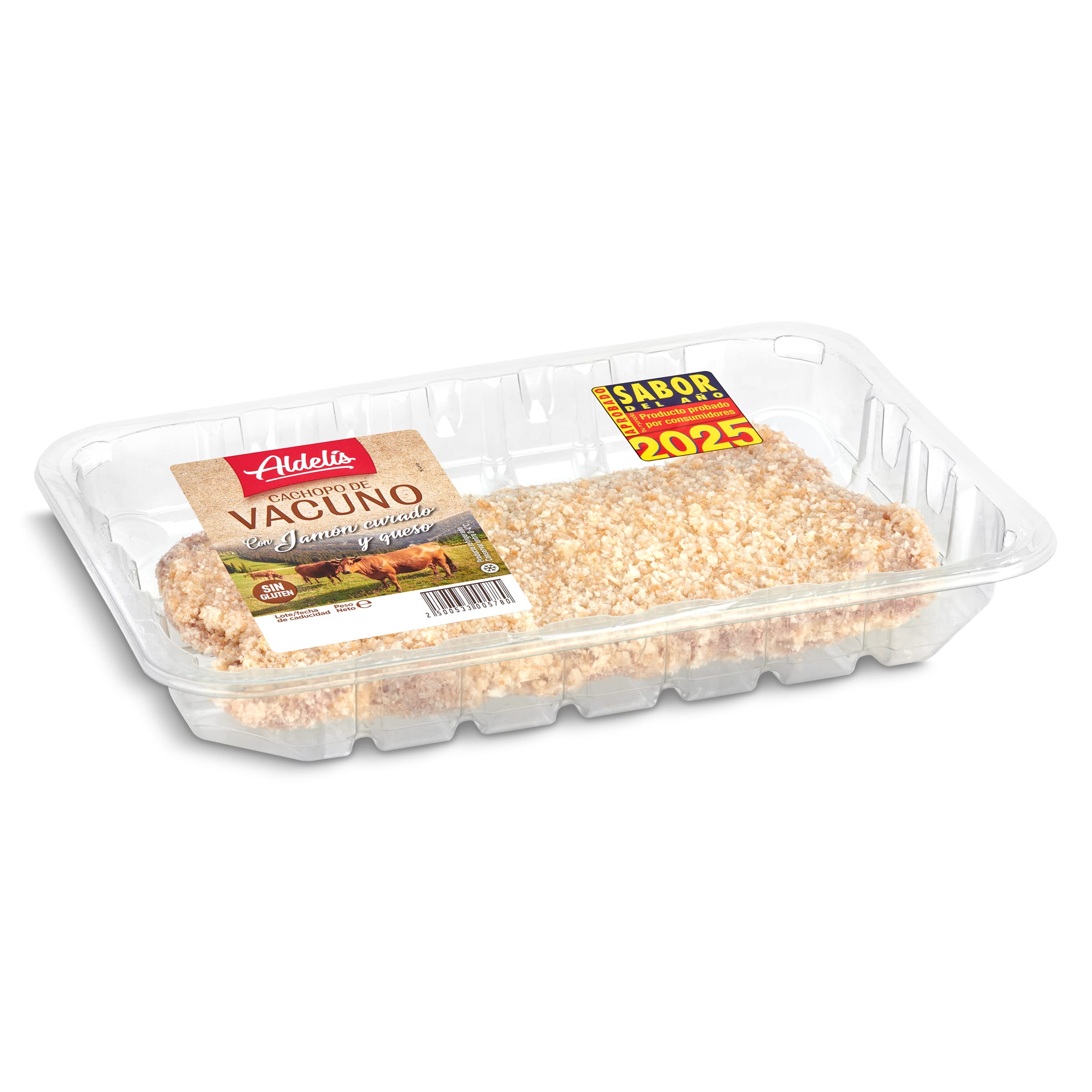 Cachopo de vacuno sin gluten Aldelis bandeja 300 g aprox.