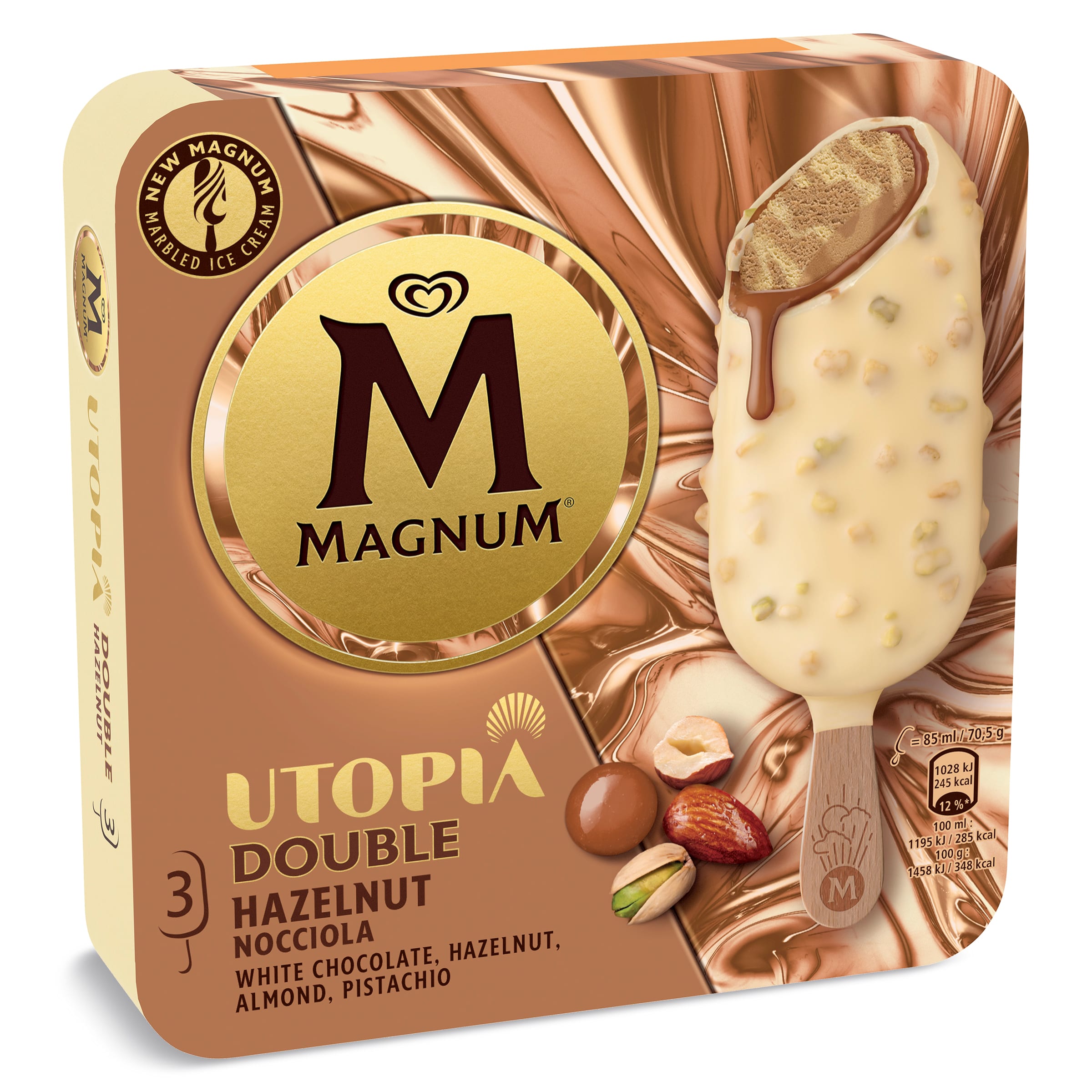 Helado bombón doble Utopia 3 unidades Magnum caja 213 g