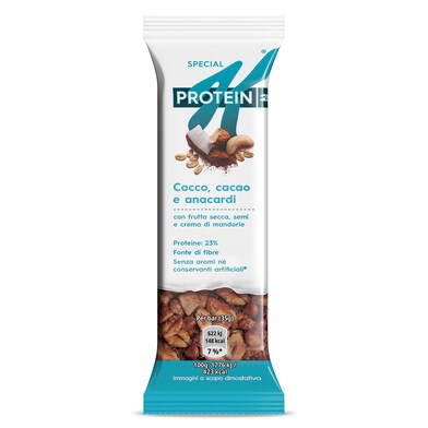 Barrita de cereales con coco, cacao y anacardos protein Kellogg's Special K bolsa 35 g-0 Barrita de cereales con coco, cacao y anacardos protein Kellogg's Special K bolsa 35 g-0