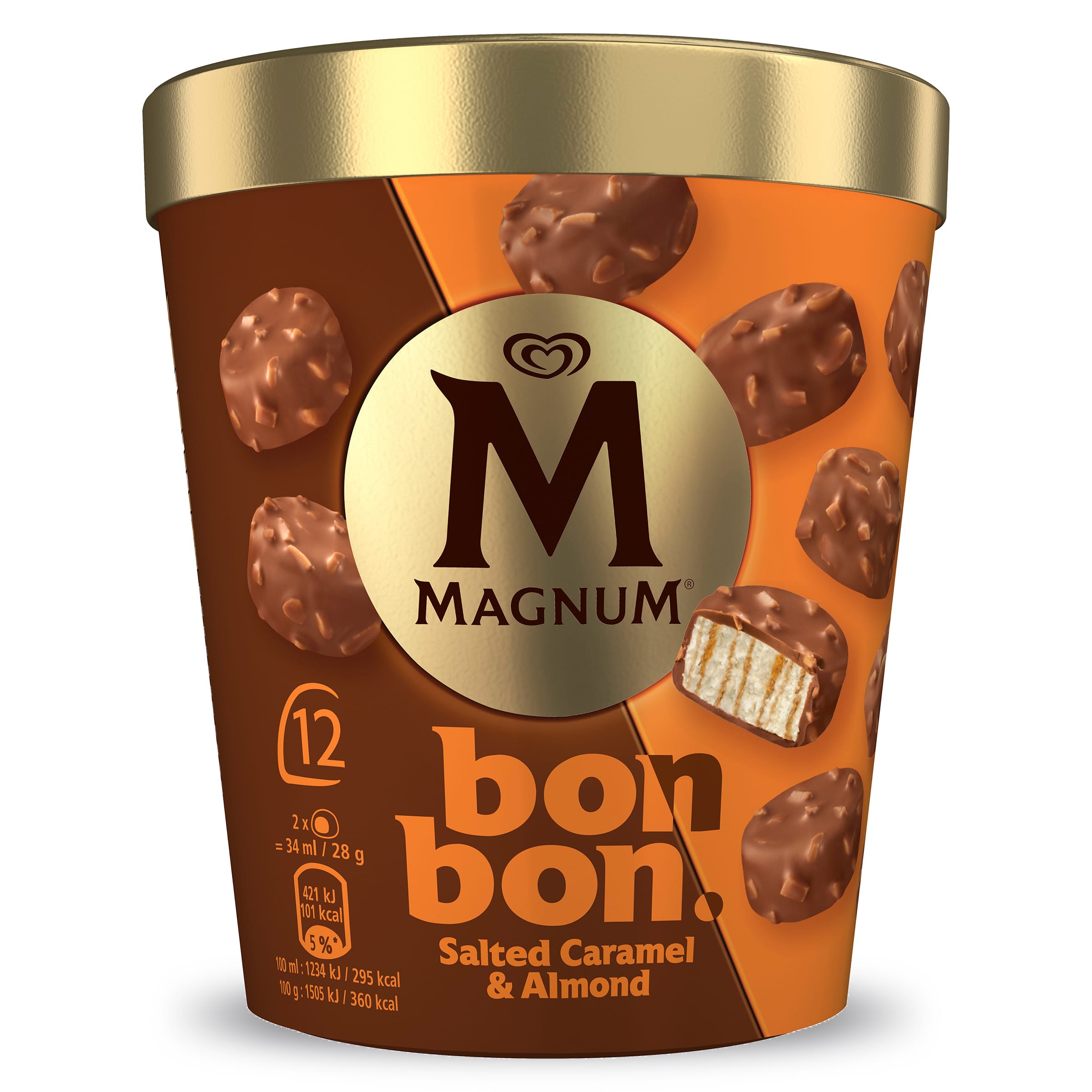 Helado bombón salted caramel 12 unidades Magnum tarrina 168 g
