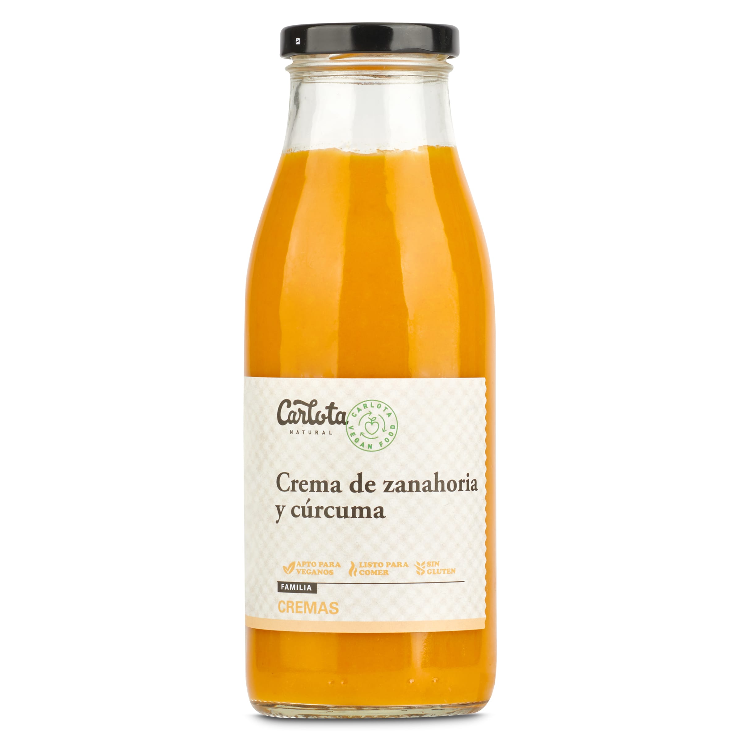 Crema de zanahoria y cúrcuma Carlota Organic botella 500 g