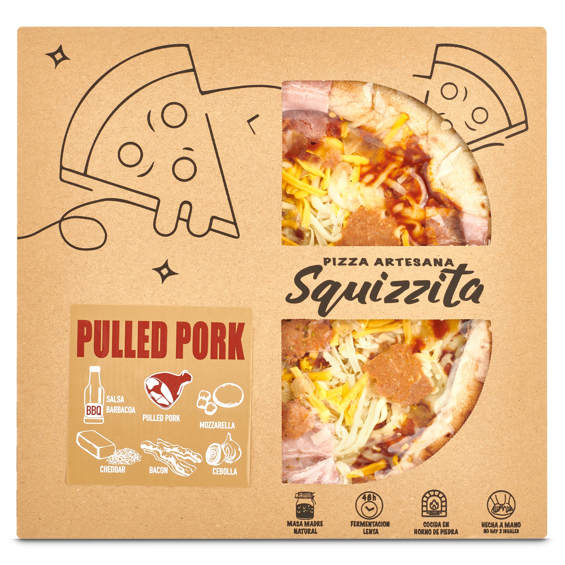 Pizza artesana pulled pork Squizzita caja 440 g