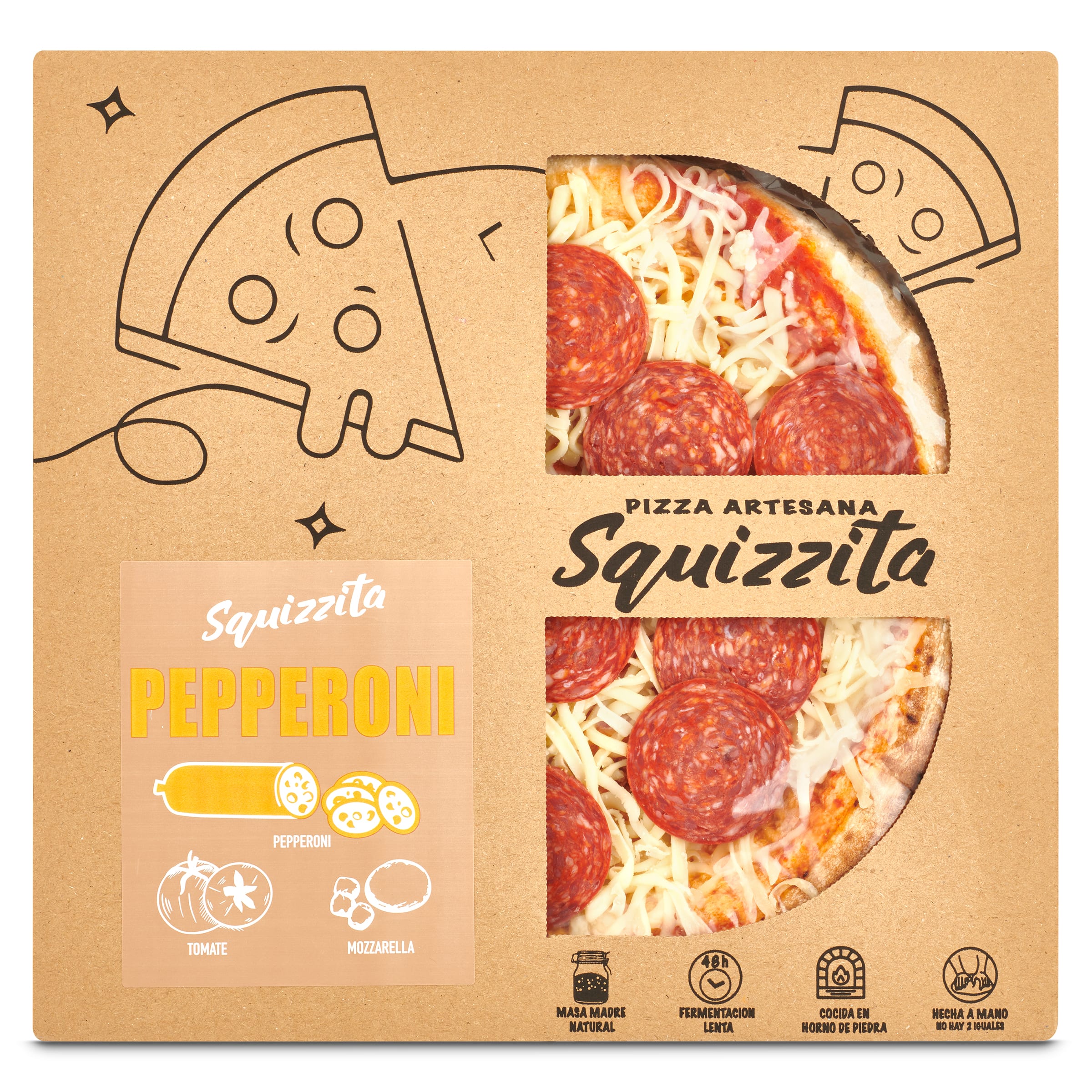 Pizza artesana pepperoni Squizzita caja 420 g