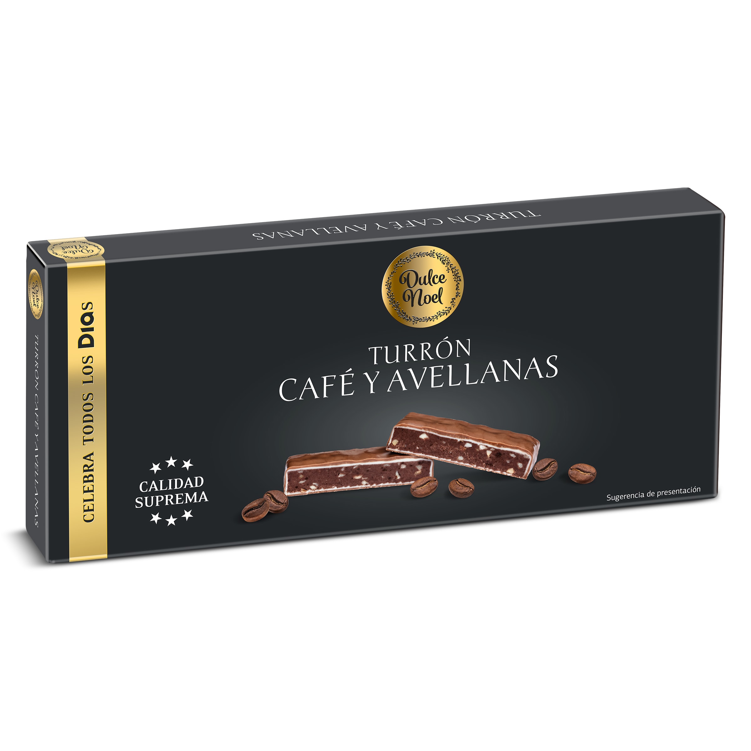 Turrón praliné de chocolate con leche con café y avellanas Dulce Noel Dia caja 150 g