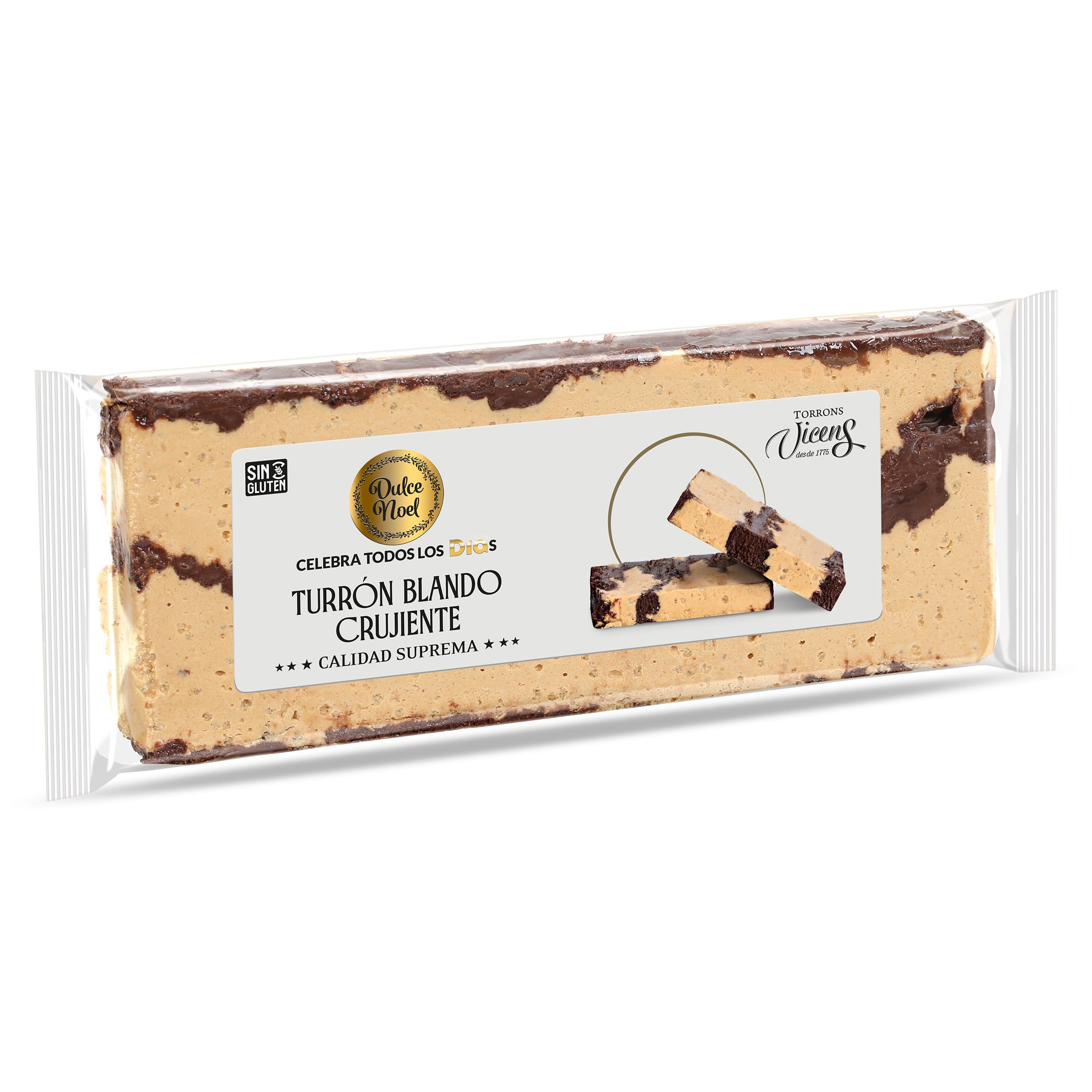 Turrón blando crujiente con chocolate Dulce Noel Dia estuche 150 g