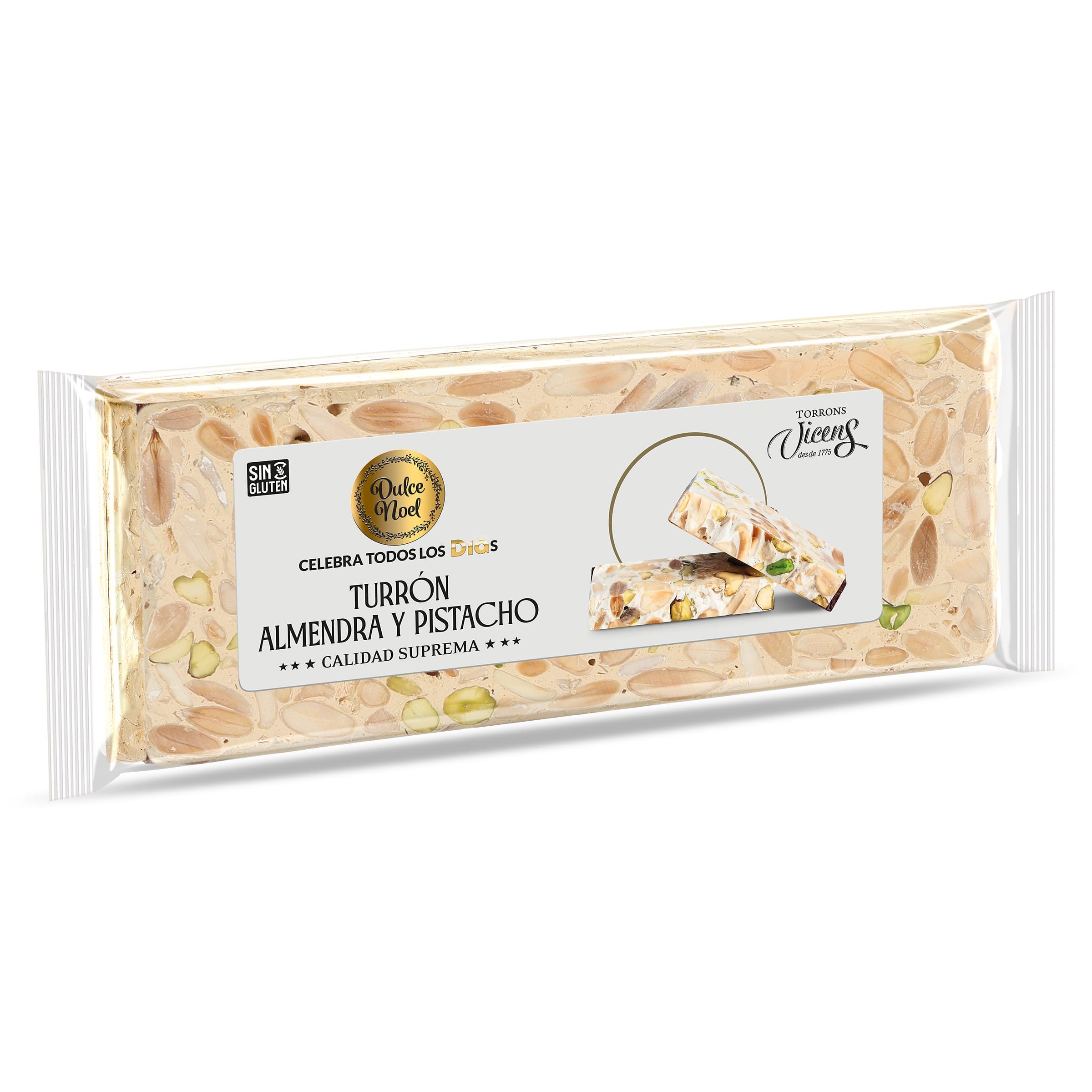 Turrón de almendra con pistacho Dulce Noel Dia estuche 150 g