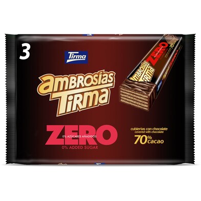 Barritas de barquillo de chocolate zero ambrosías Tirma bolsa 65 g-0 Barritas de barquillo de chocolate zero ambrosías Tirma bolsa 65 g-0