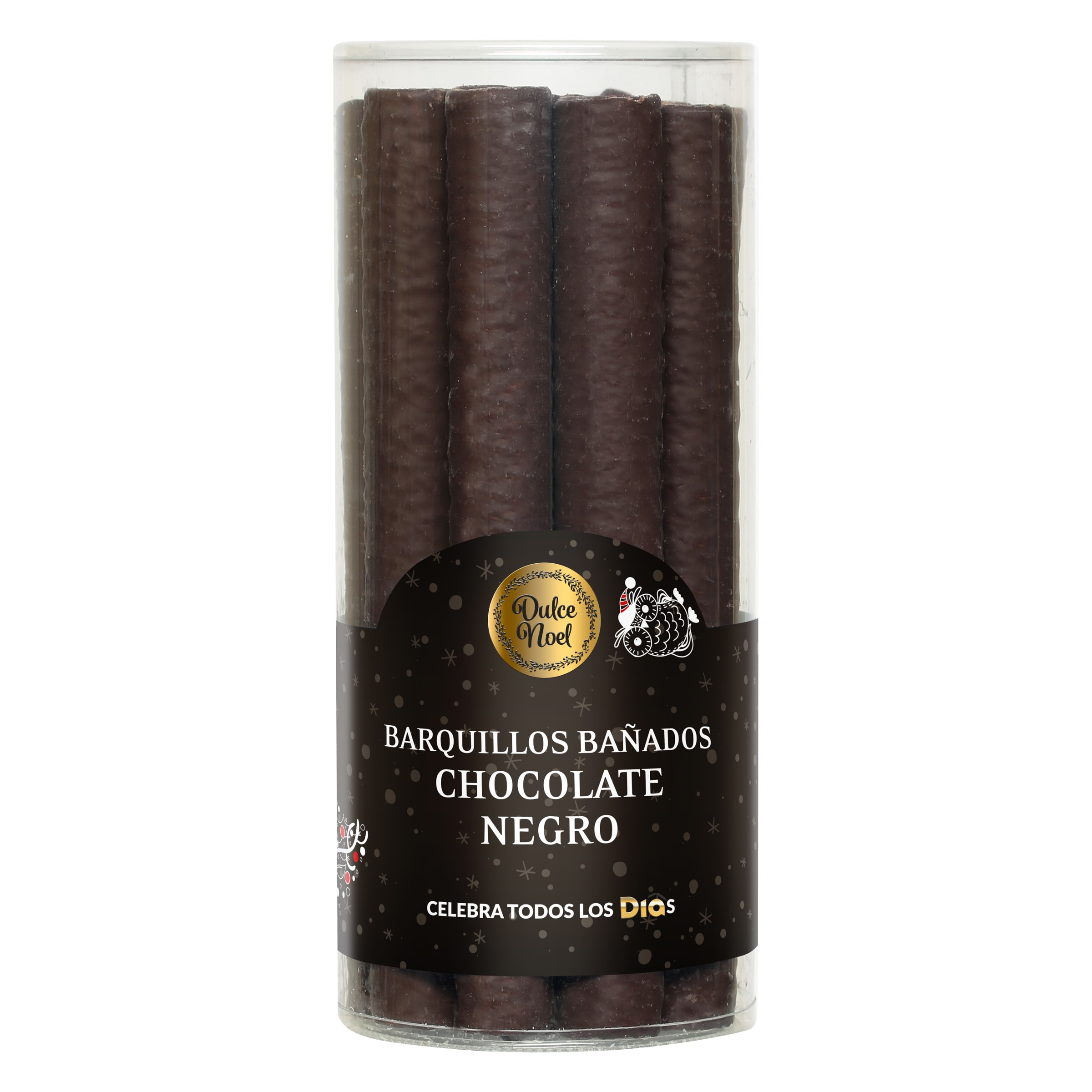 Barquillos cubiertos de chocolate negro Dulce Noel Dia caja 200 g