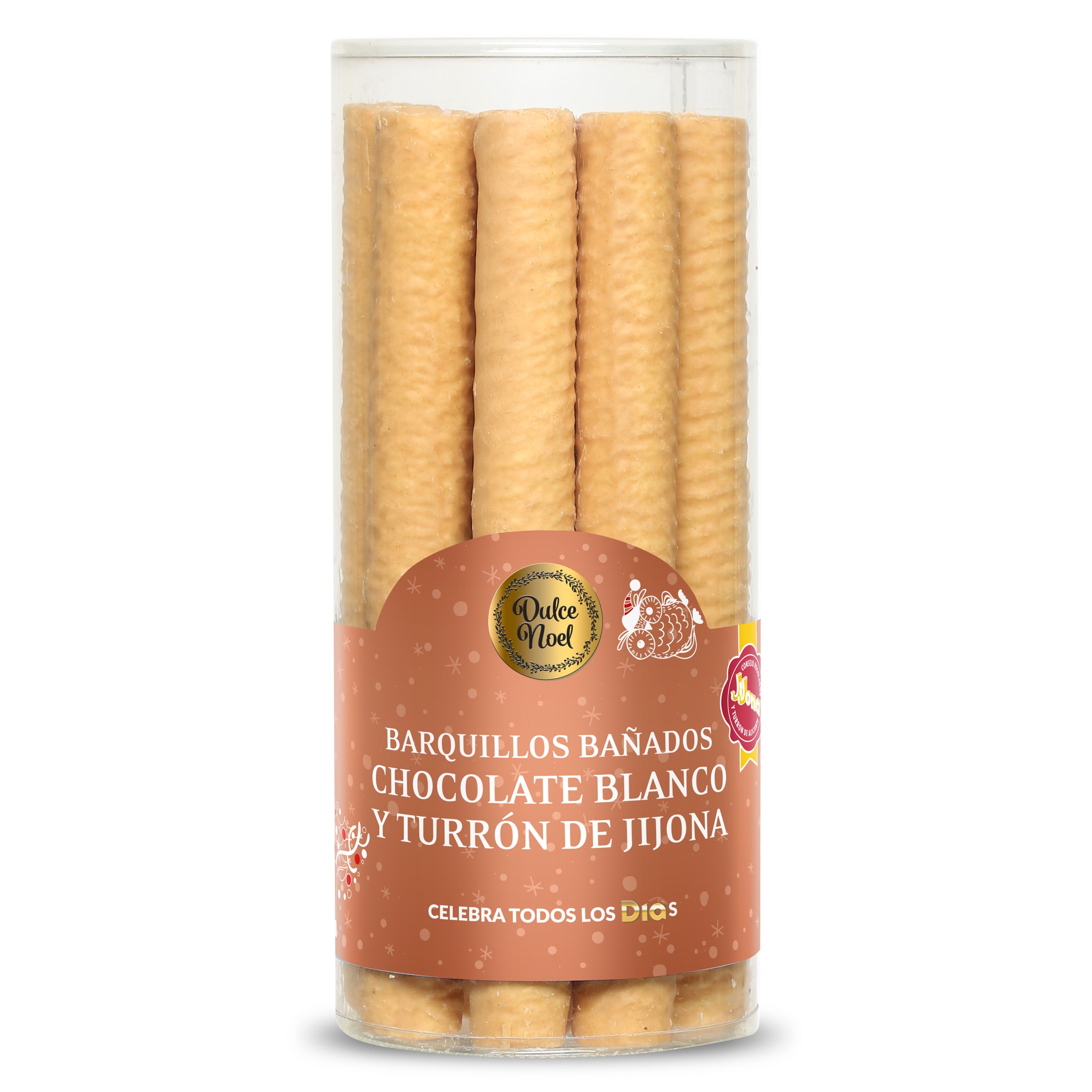 Barquillos cubiertos de chocolate y turrón Dulce Noel Dia caja 200 g