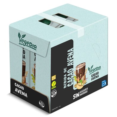Bebida de avena con cacao Dia Vegedia pack 6 x 1 L-0 Bebida de avena con cacao Dia Vegedia pack 6 x 1 L-0