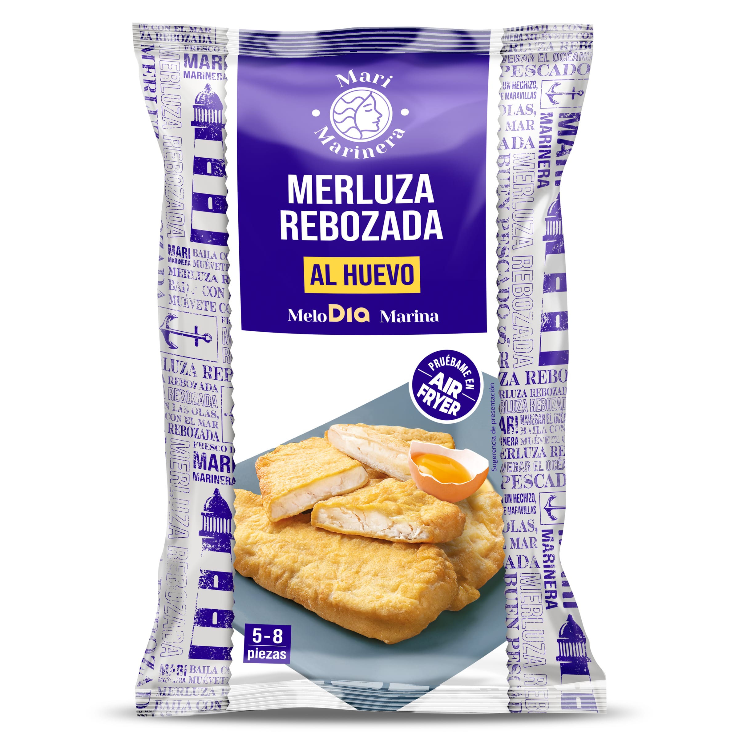 Filetes de merluza rebozadas al huevo Mari Marinera de Dia bolsa 500 g