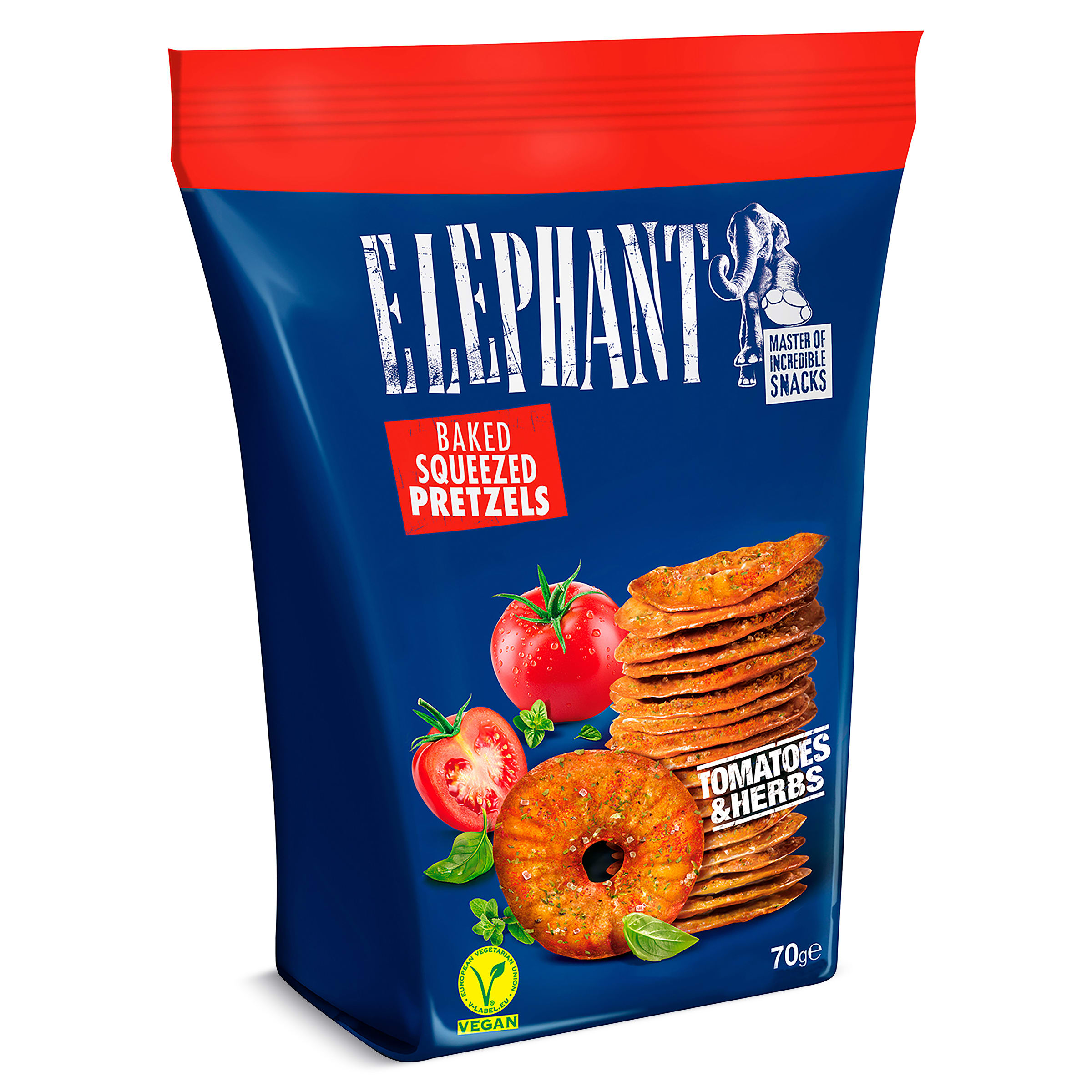 Galletas saladas tomate y hierbas Elephant bolsa 70 g