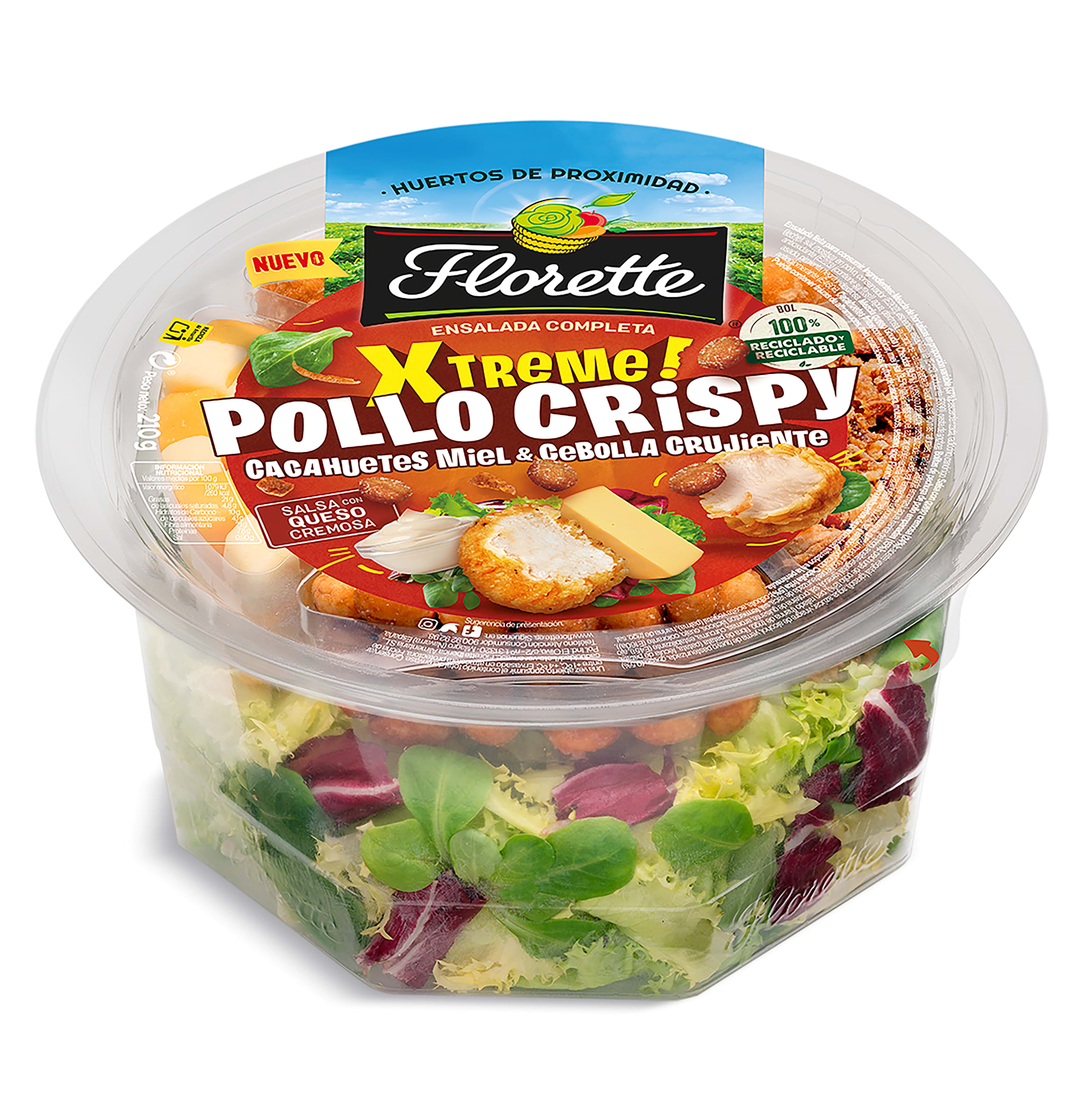 Ensalada Xtreme pollo crispy Florette bandeja 210 g