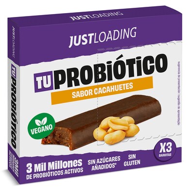 Barritas energéticas sabor cacahuete con probióticos Just loading caja 105 g-0 Barritas energéticas sabor cacahuete con probióticos Just loading caja 105 g-0
