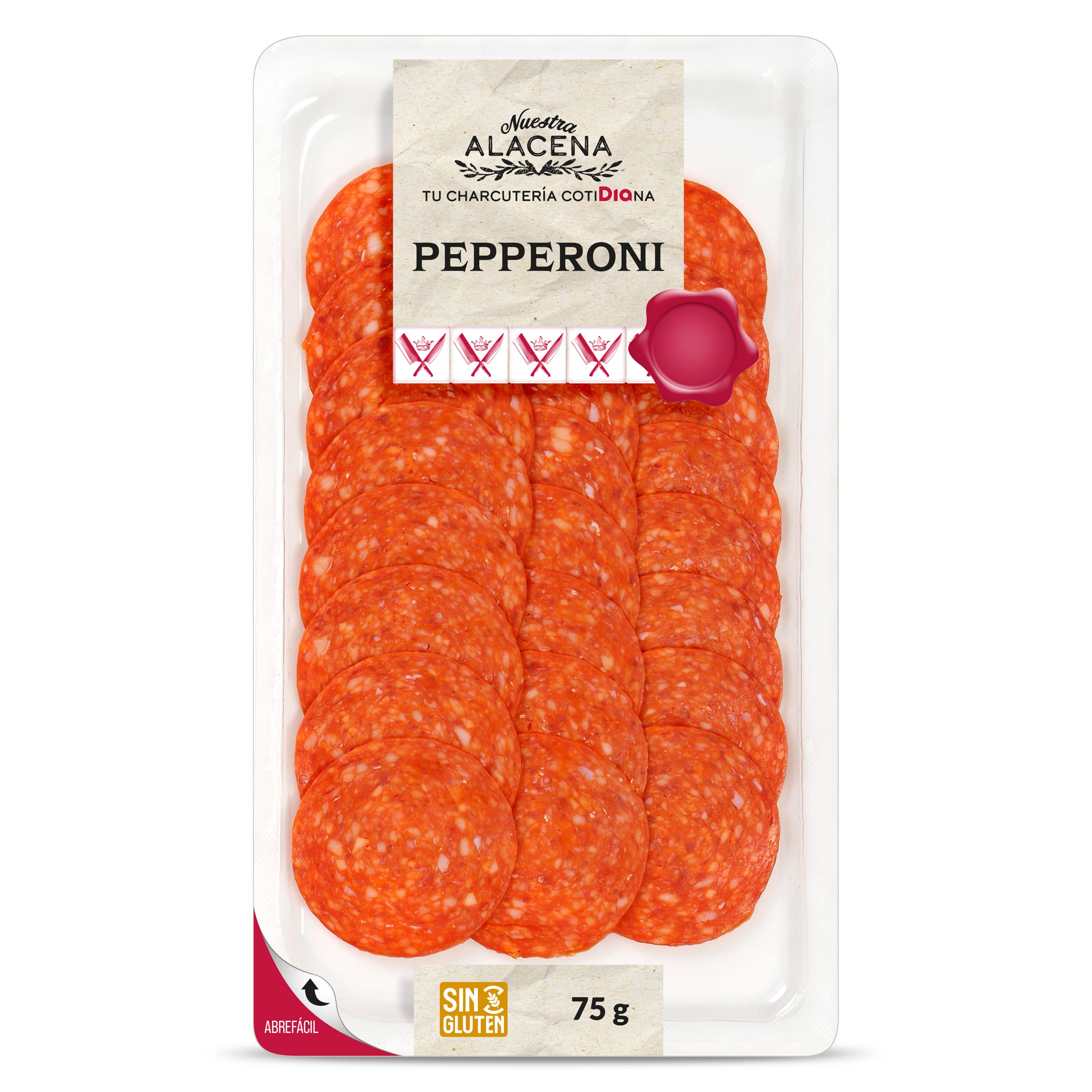 Pepperoni Nuestra Alacena de Dia sobre 75 g