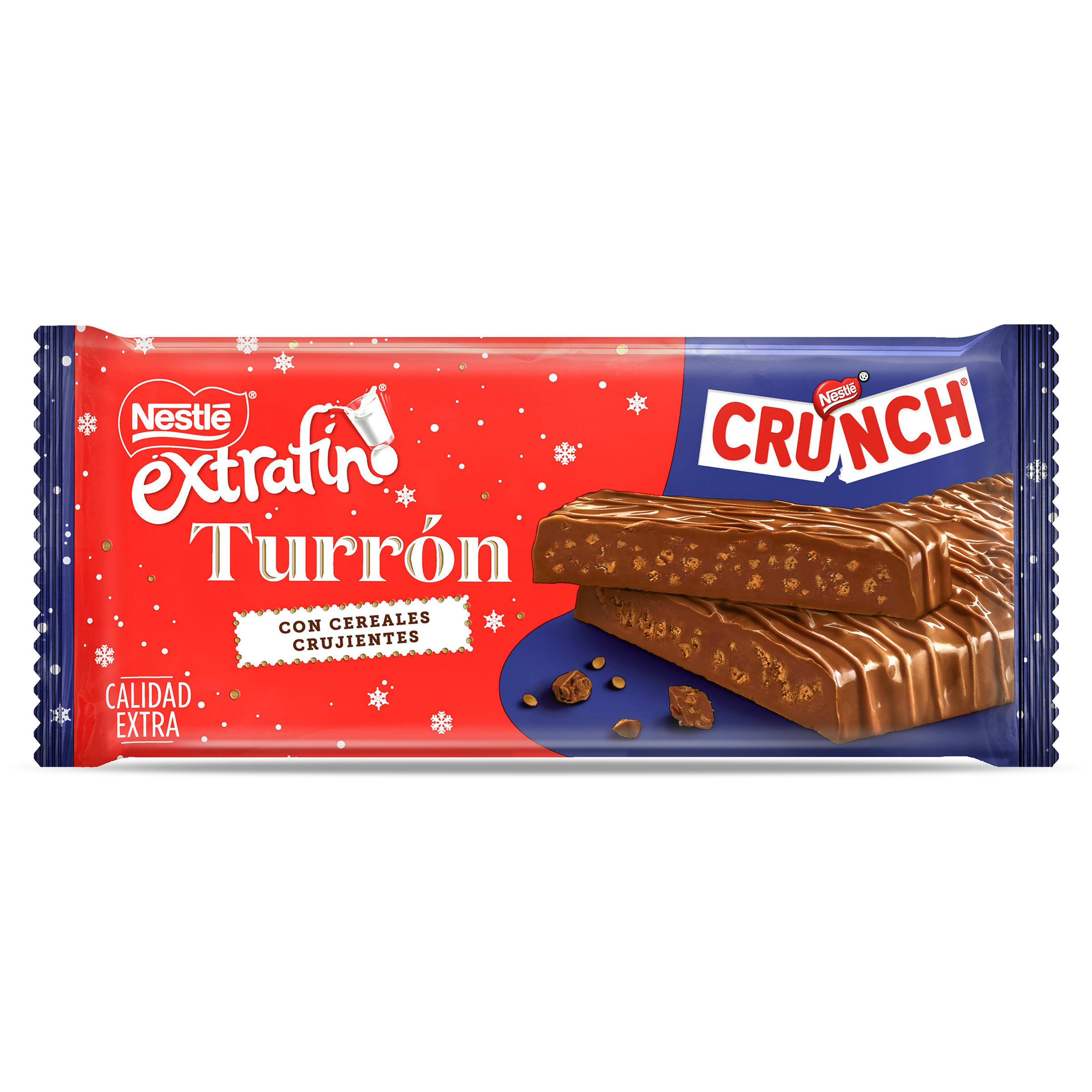 Turrón de chocolate con cereales crujientes Crunch Nestlé Extrafino bolsa 190 g