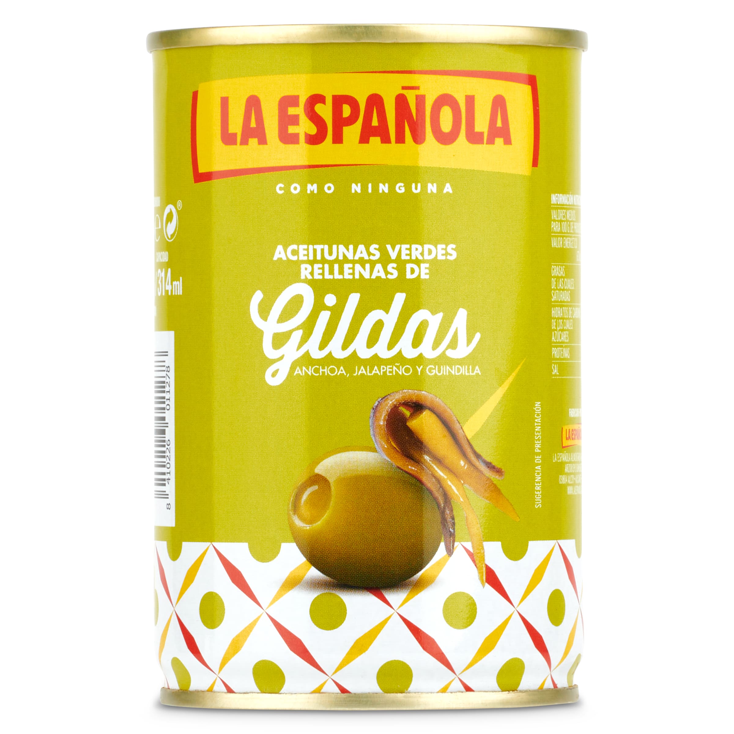 Aceitunas verdes rellenas de gilda La española lata 130 g