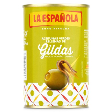 Aceitunas verdes rellenas de gilda La española lata 130 g-0 Aceitunas verdes rellenas de gilda La española lata 130 g-0